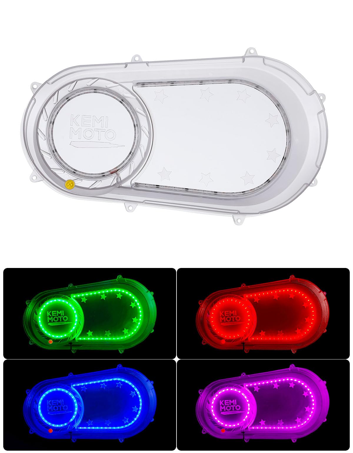 KEMIMOTO XP 1000 Outer Clutch Cover with RGB Lights Clear Belt Cover XP 900 CVT Clutch Plate Housing Compatible with 2017-2021 P