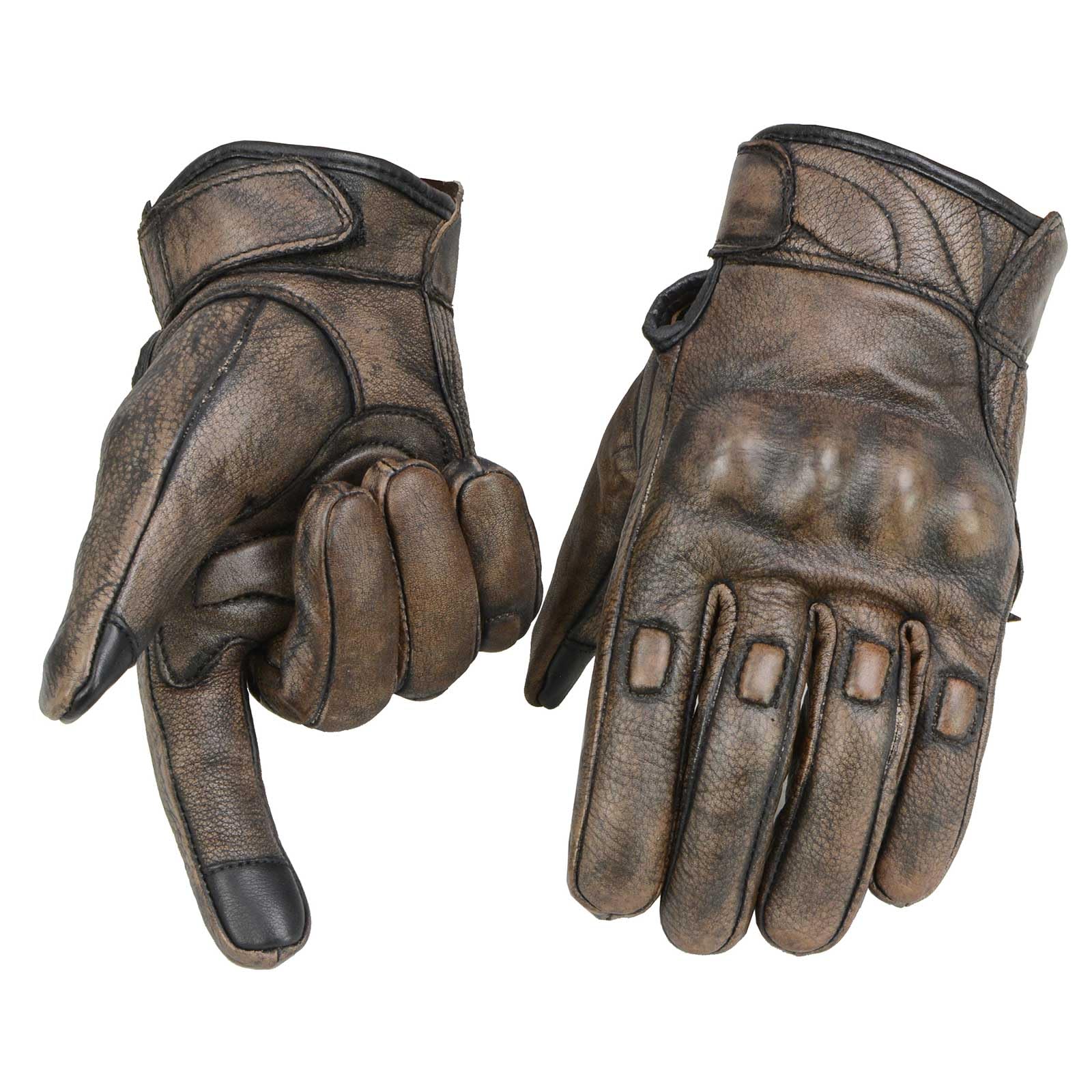 Milwaukee Leather Mg7514 Men'S Brown Leather With Gel Palm Motorcycle Gloves W/Protective Knuckle - Large