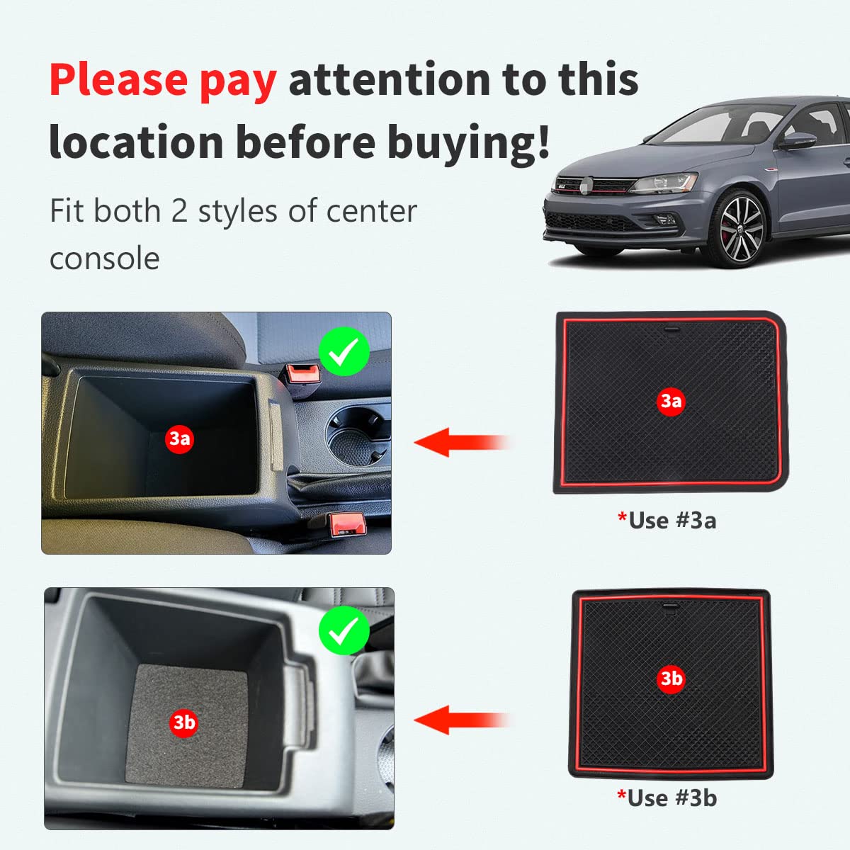 Auovo Protector Mats For Volkswagen Jetta Accessories 2013-2018 Custom Fit Door Compartment Liners Cup Holder Console Liners Anti Dust Mat Pads Car Interior(10Pcs/Set)(Red)