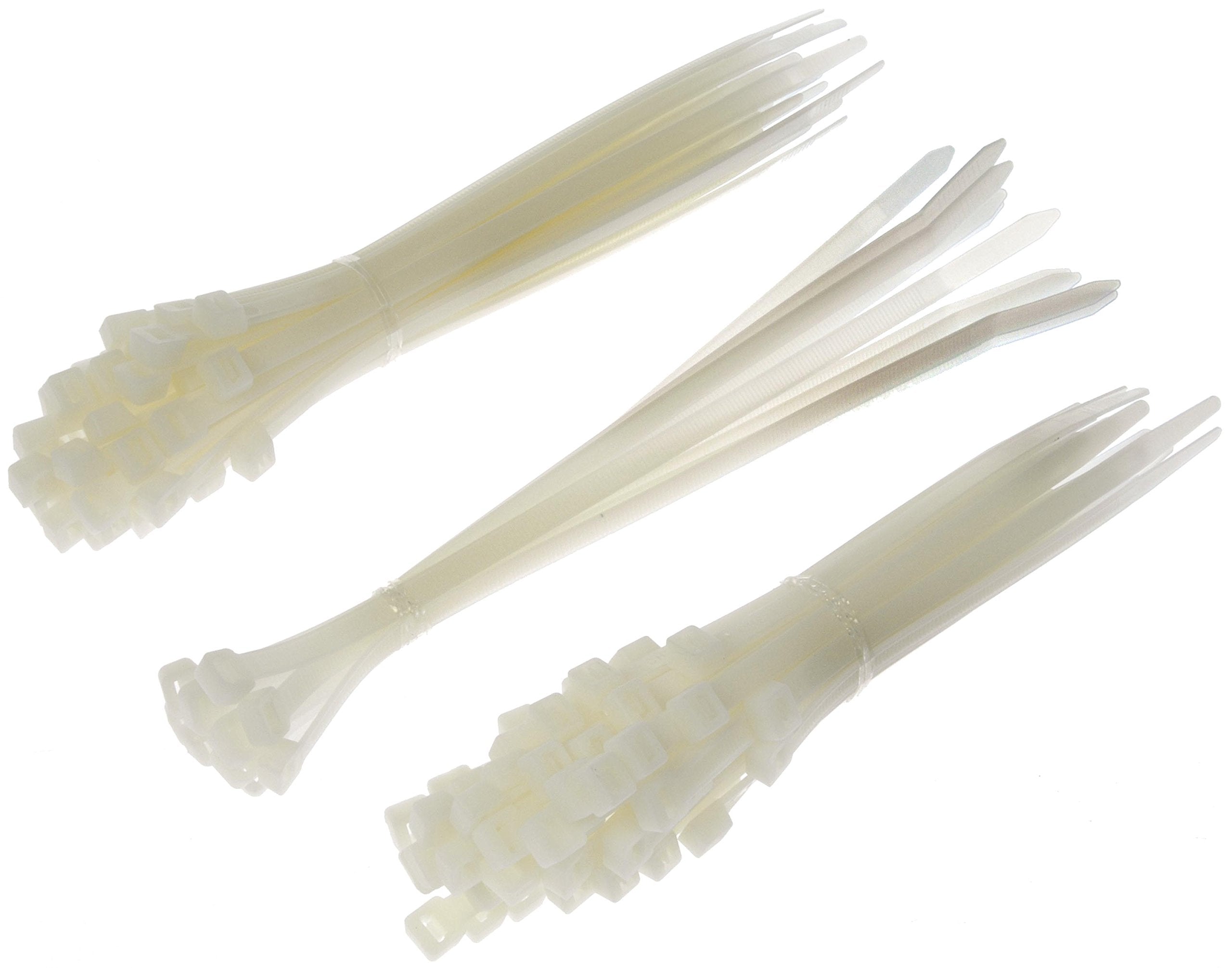 Dorman 83763 6, 8, 10 In. Heavy Duty White Wire Ties, 100 Pack Universal Fit