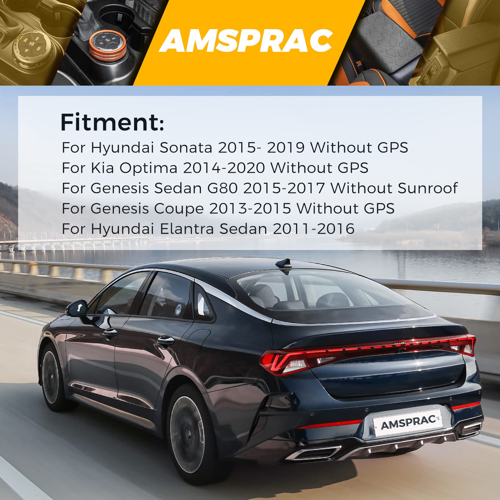 AMSPRAC Shark Fin Antenna Cover for Kia Optima/Sonata/Genesis - Black, Base Hole 5.9" x 2.7", Model AT0101410