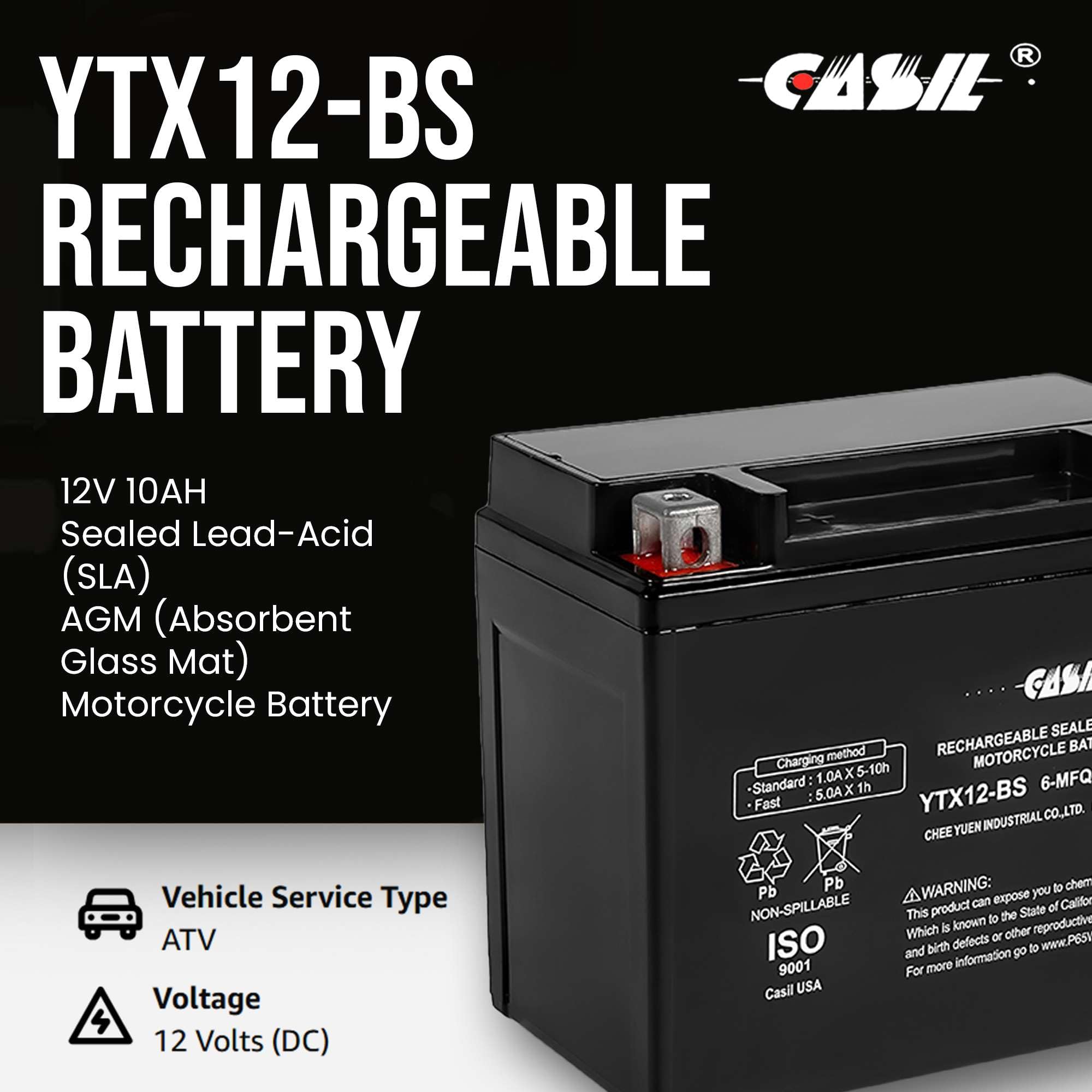 Ytx12-Bs Battery - Motorcycle Battery High Performance - Maintenance Free - Sealed Ytx12-Bs 12V 10Ah Battery Agm Rechargeable At