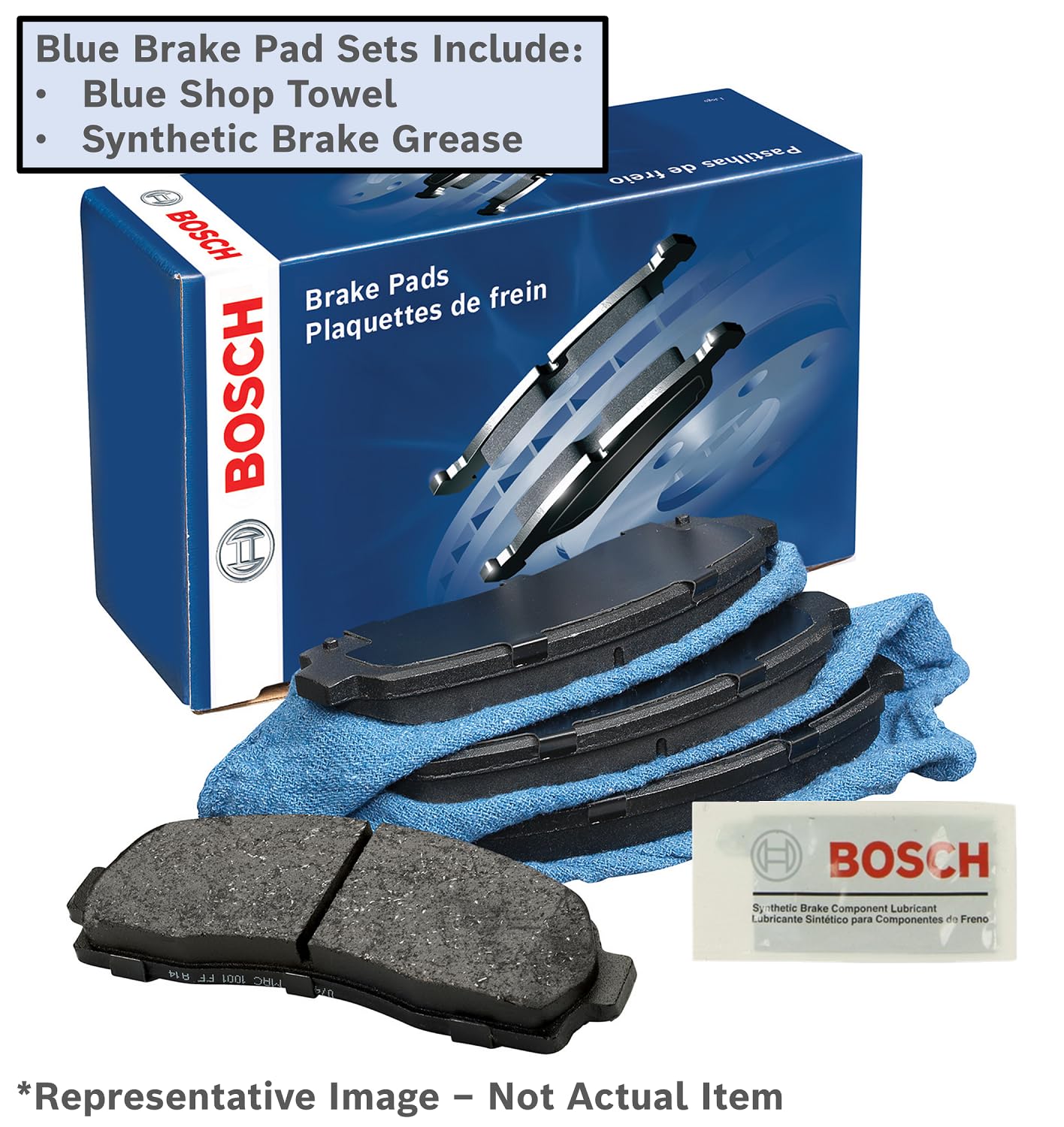 BOSCH BE1258 Blue Ceramic Disc Brake Pad Set - Compatible With Select Ford Edge; Lincoln MKX; Mazda CX-7, CX-9; FRONT