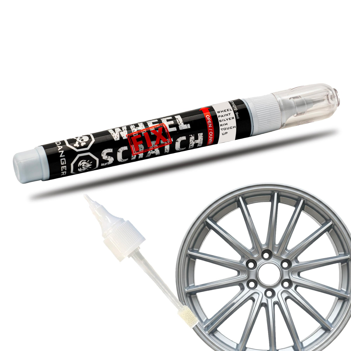 Wheel Scratch Fix Silver Rim Touch Up Paint, Car Wheel Scratch Repair Touch Up Paint Pen, Curb Rash Repair, Universal Rim Alloy 