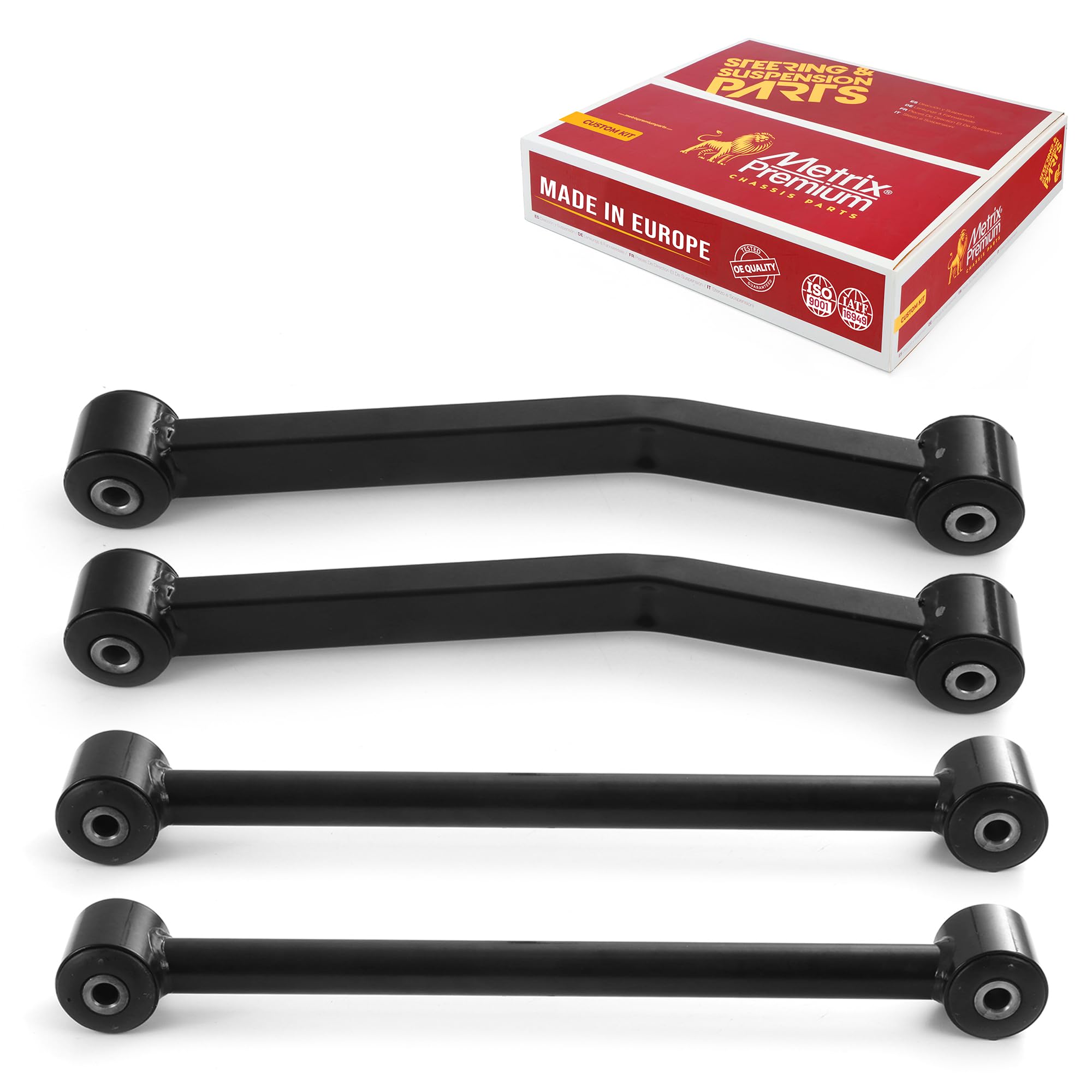 Metrix Premium Chassis Parts - 4 Pc L/R Rear Upper & L/R Rear Lower Control Arm Kit Fits 2018 Jeep Wrangler Jk, 2007-2017 Jeep W