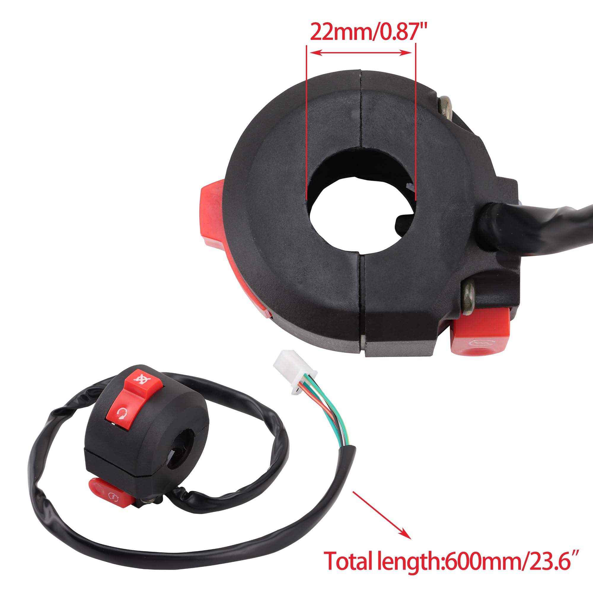 WOOSTAR 7/8'' 22mm Handlebar Left Start Switch Assembly Replacement for Taotao Speedy 50 Pony 50 VIP 50 Jet 50 Powermax 150 4 Wh