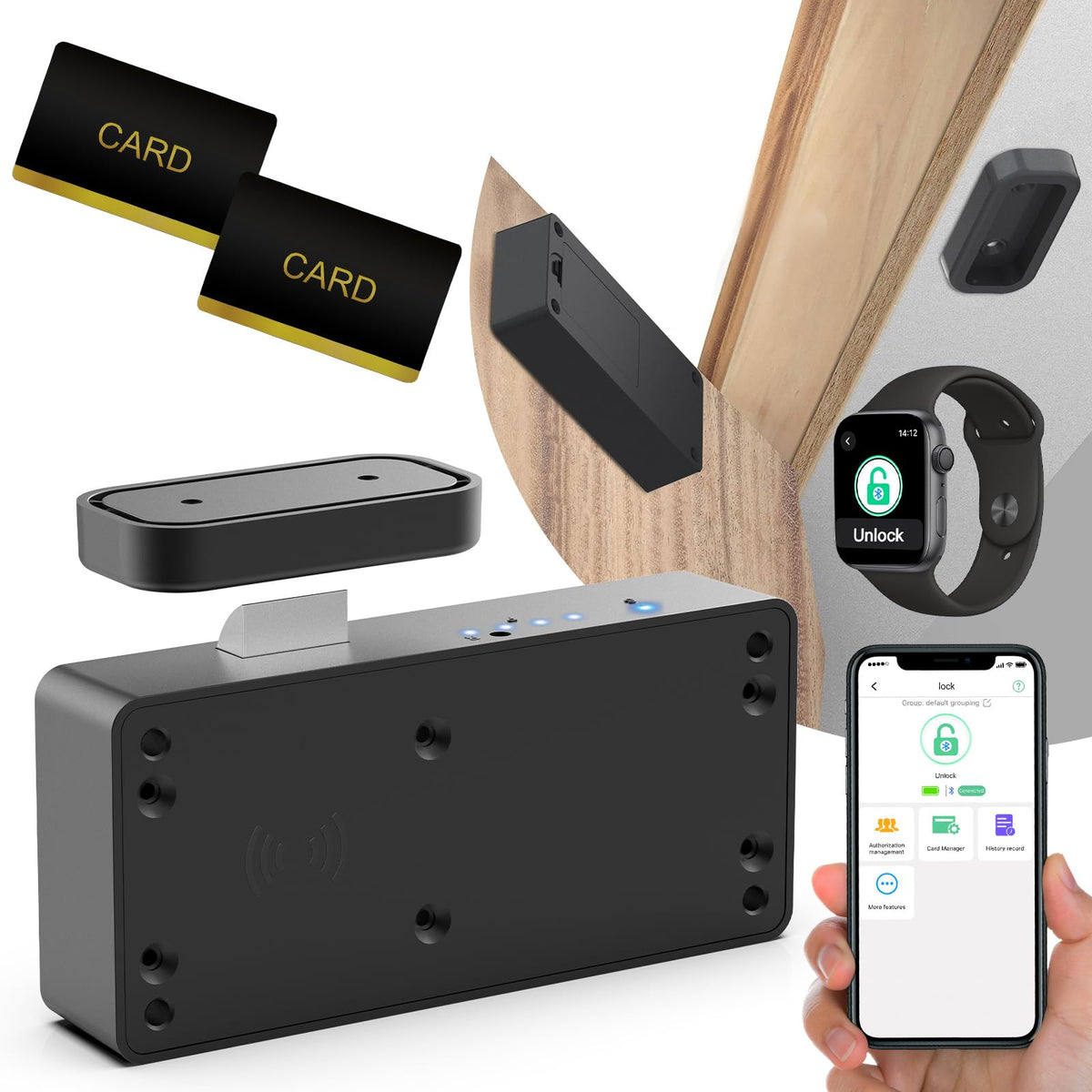 Eseesmart Smart Cabinet Lock, Hidden Rfid Keyless Electronic Bluetooth Drawer Locks, Baby Proofing Child Safety Cabinet Locks For Liquor Cabinet Locker Drawer Cupboard Desk Dresser Adults