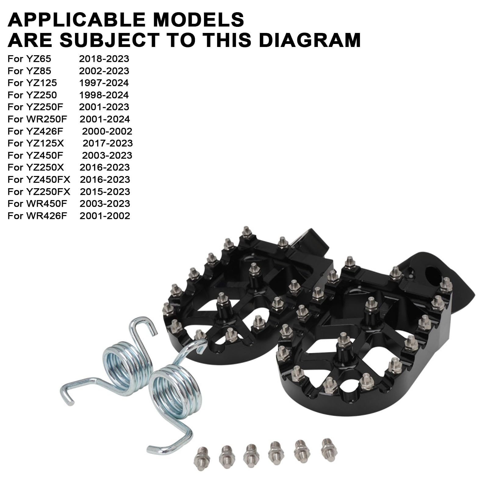 Jfg Racing Dirt Bike Foot Pegs,Cnc Rest Pedal Footpegs For Yz65 18-23/Yz85 02-23/ Yz125 97-23/Yz250 98-23/Yz250F Wr250F 01-23/Yz450F Wr450F 03-23/Yz125X 17-23/Yz250X Yz250Fx Yz450Fx Wr426F-Black