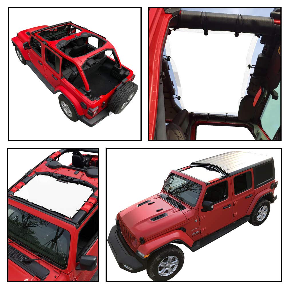 Shadeidea Sun Shade Top For Jeep Wrangler Jl Unlimited (2018-2023) 2 Door And 4 Door Front-White Mesh Screen Sunshade Jlu Sahara