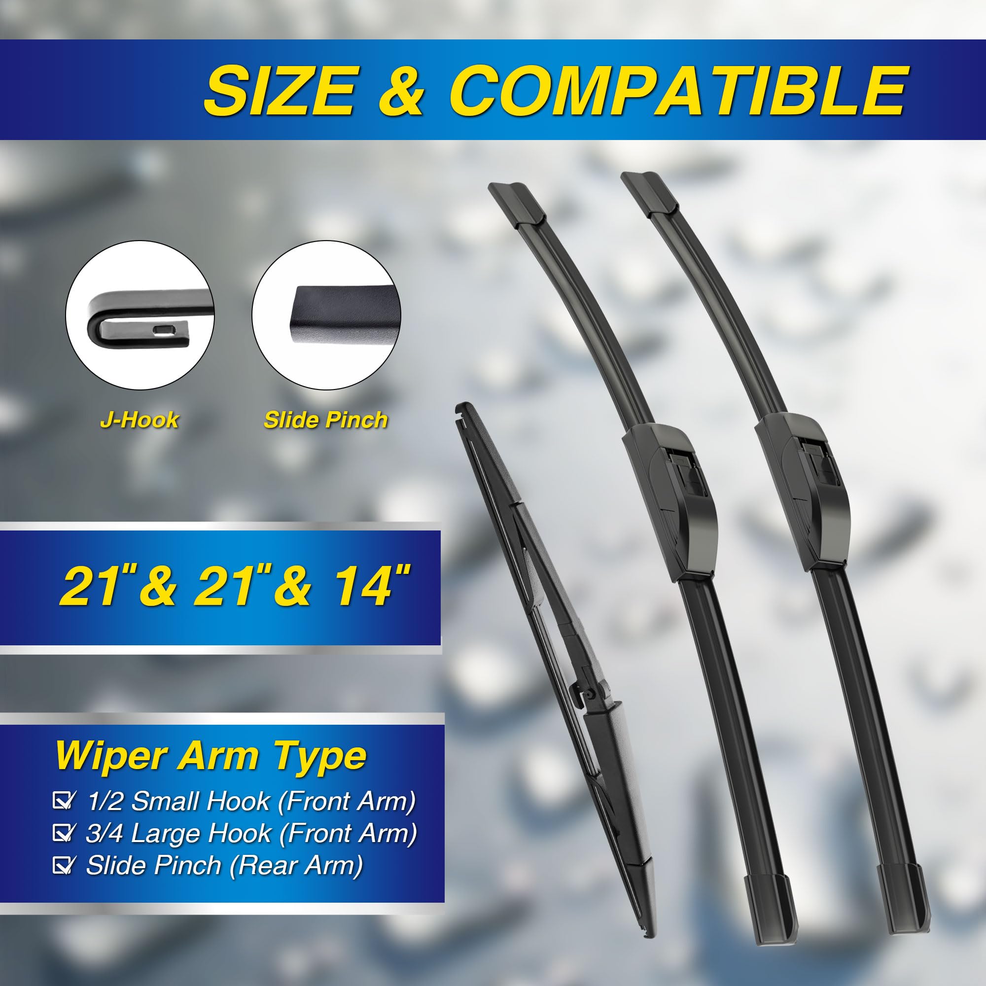 5 Plus Windshield Wiper Blades Replacement For 2010-2005 Jeep Grand Cherokee Windshield Wipers (Pack Of 3), Automotive Replaceme