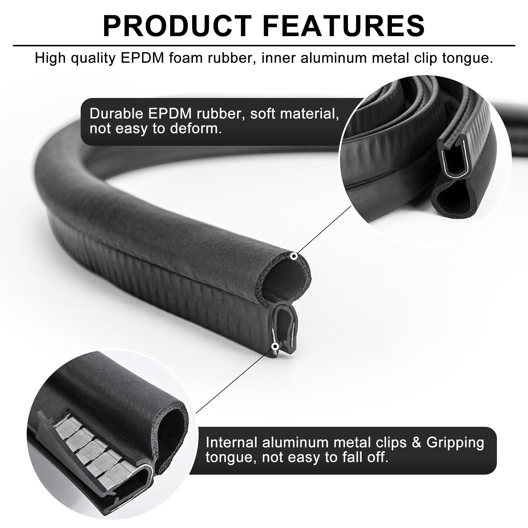 Car Trim Seal with Top Bulb - 20 Feet Car Door Rubber Seal Strip, Fits 1/16'' Edge, Automotive Weather Stripping for Cars, Boats