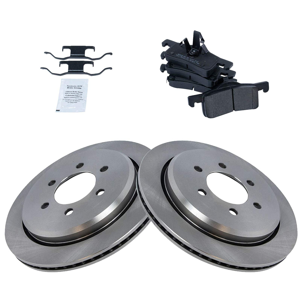 Trq Rear Brake Pad & Rotor Kit Brake Pads Brake Rotor Semi-Metallic Compatible With 2003-2006 Ford Expedition Lincoln Navigator
