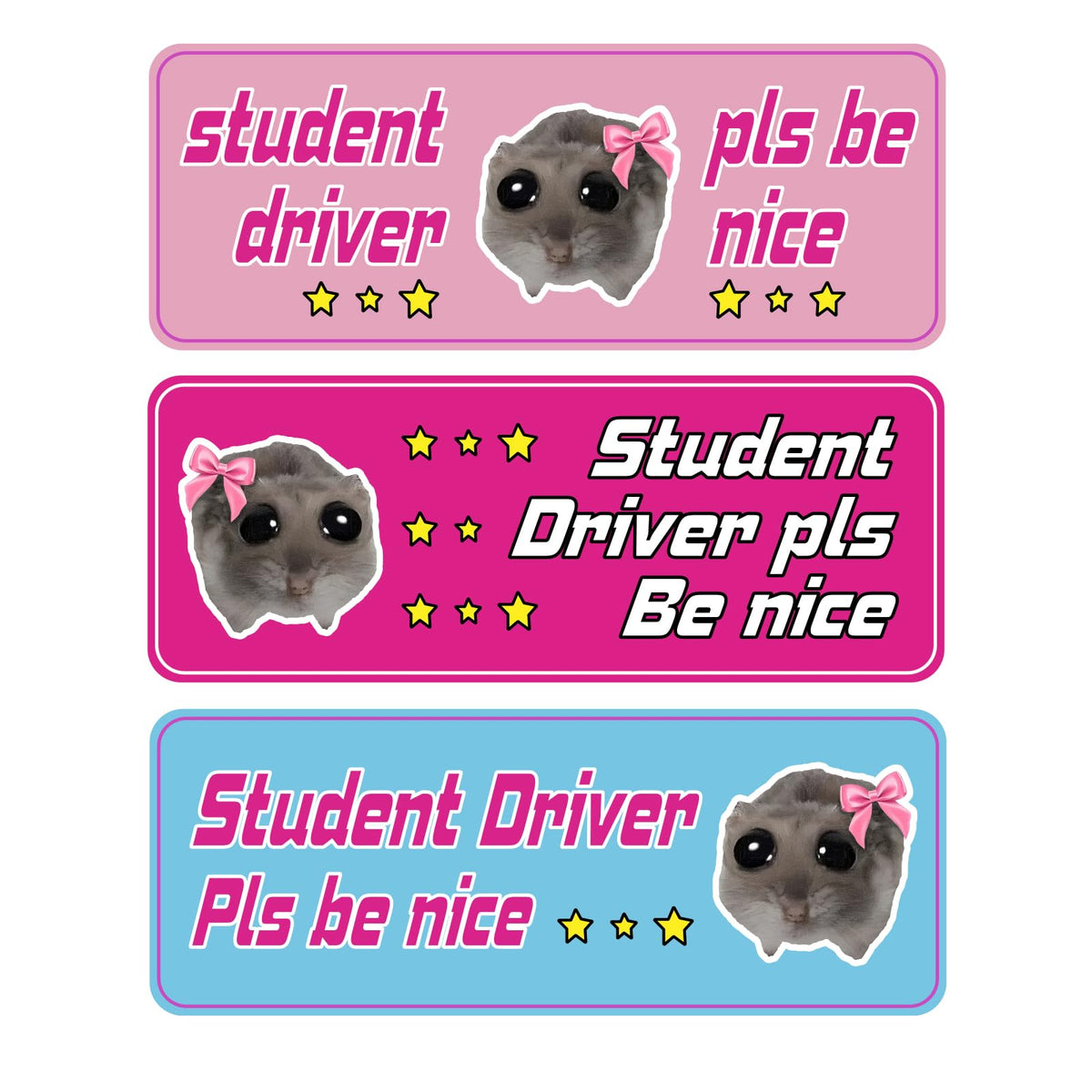 Student Driver Magnet for Car - Reflective 3-Pack Funny Please Be Patient Signs, Reusable Magnetic New or Rookie Driver Bumper S