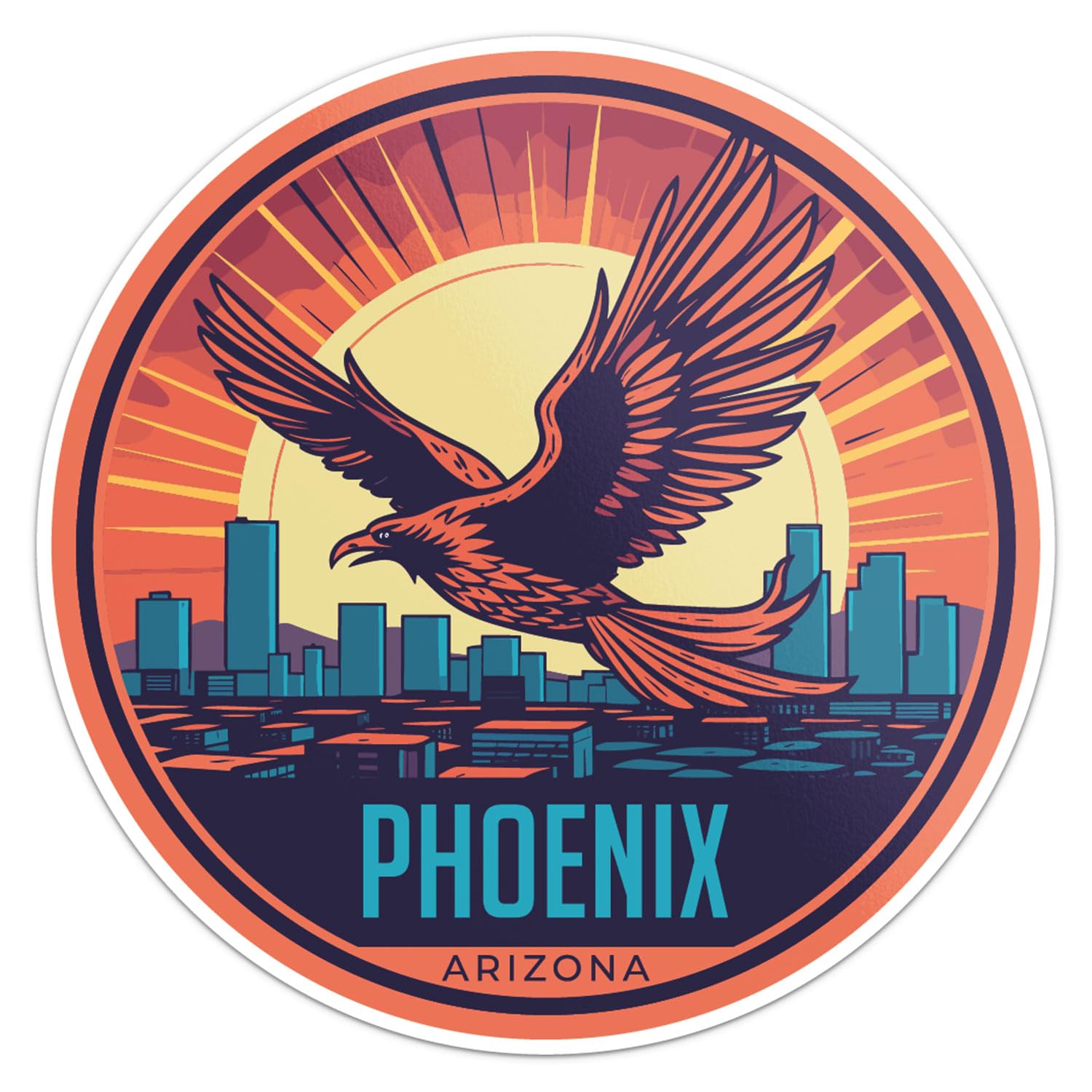 Phoenix City Sticker - Waterproof Vinyl Decal for Car Bumper, Laptop, Water Bottle, Wall, and Window, Size - 5'' Longer Side