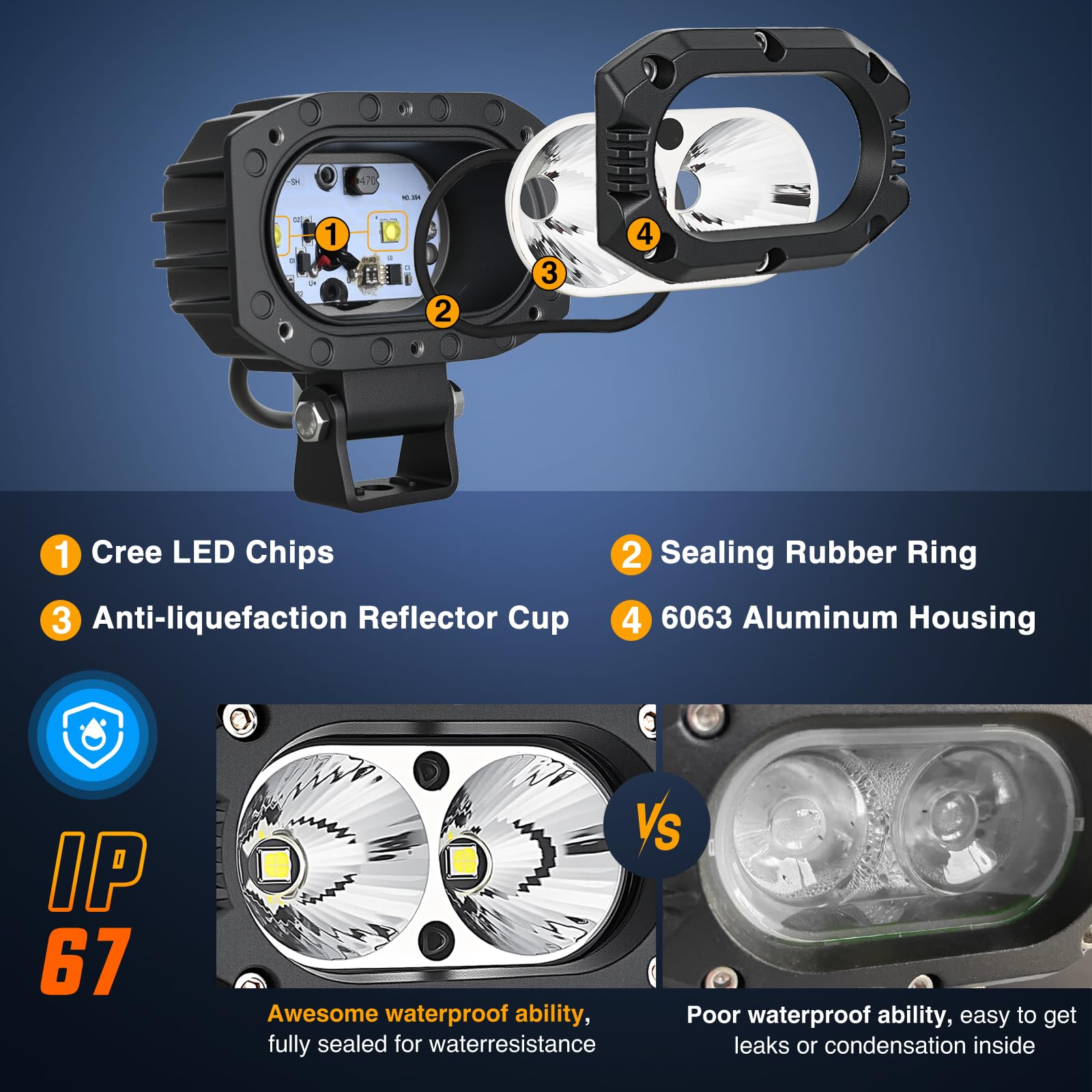 Nilight Led Pod Light 24W 4 Inch 2Pcs White Flood Beam Driving Lights Led Pods Ip67 Waterproof Auxiliary Offroad Lighting For Tr