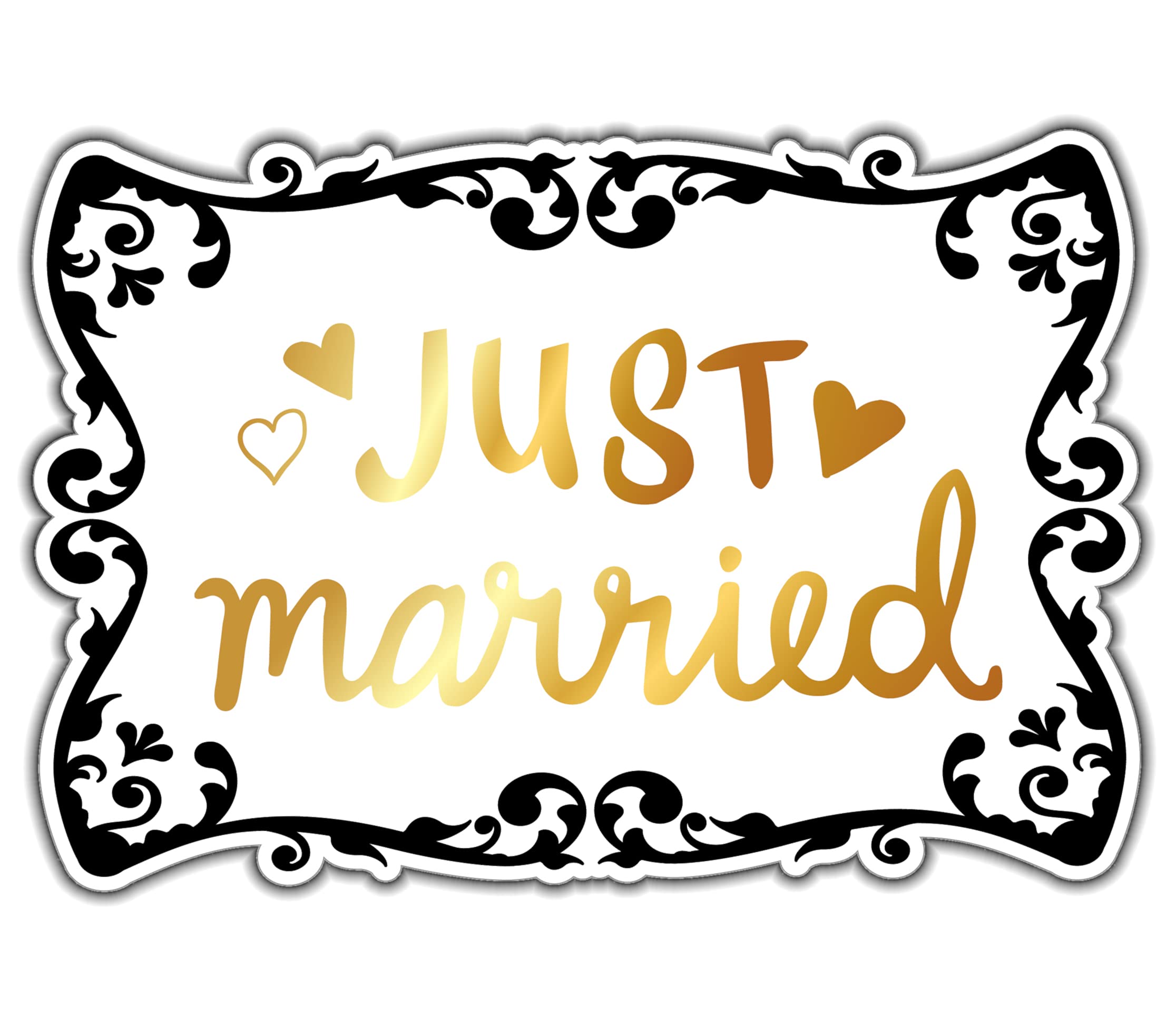 Iconikal Decorative Car Magnet For Honeymoon Or Wedding, Just Married, 14 X 9.5-Inch, 2-Pack