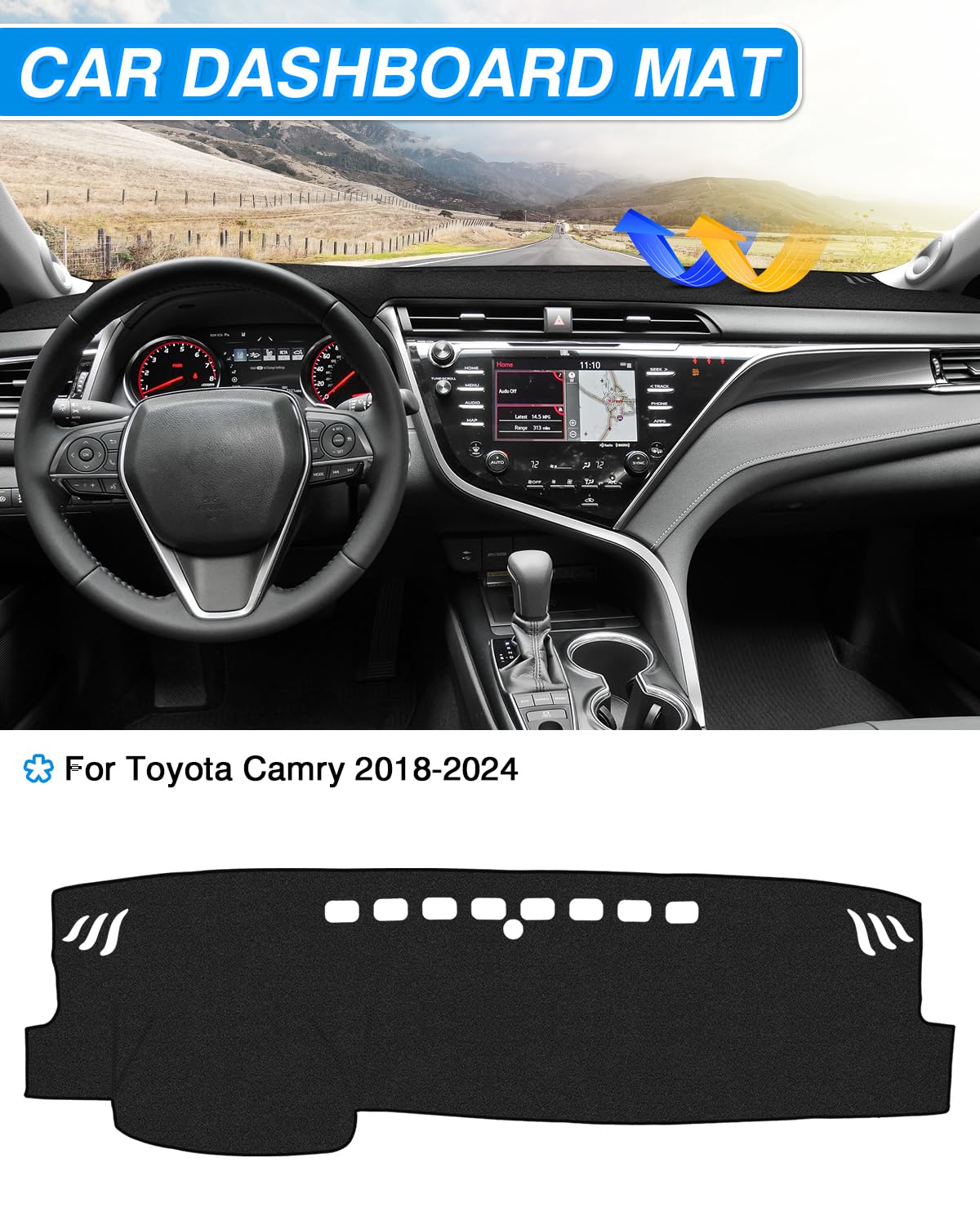 Cartist Dash Cover Custom Fit For Toyota Camry 2018-2023 2024 Accessories Dashboard Cover Mat Non-Slip Pad Carpet Anti-Glare