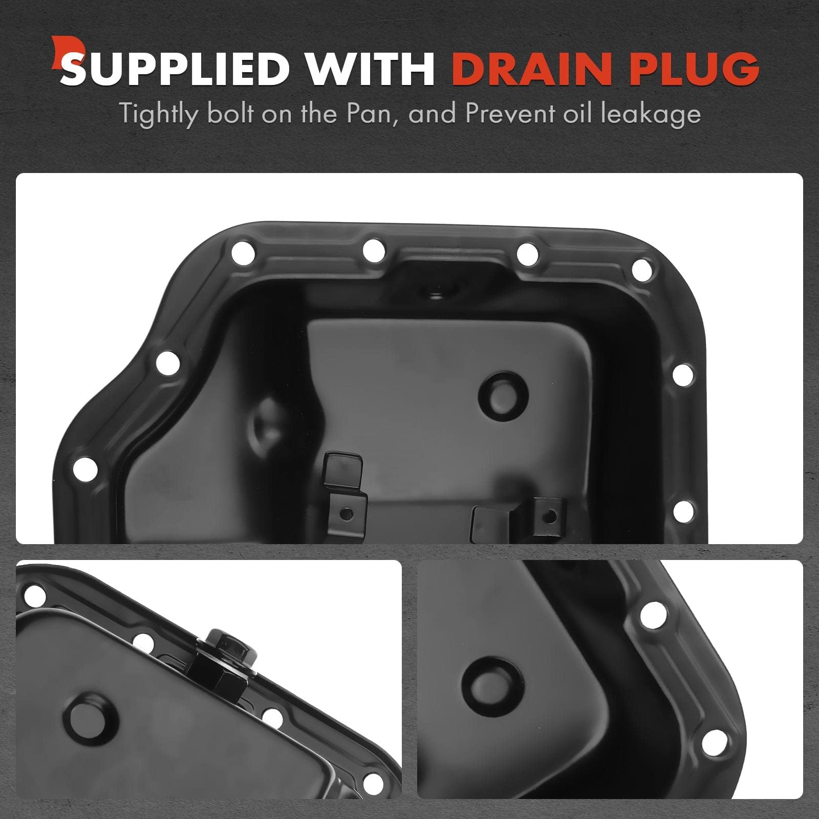 A-Premium Transmission Oil Pan with Drain Plug Compatible with Mazda 2 2011 2012 2013 2014 2015, 1.5L, Automatic Transmission Only