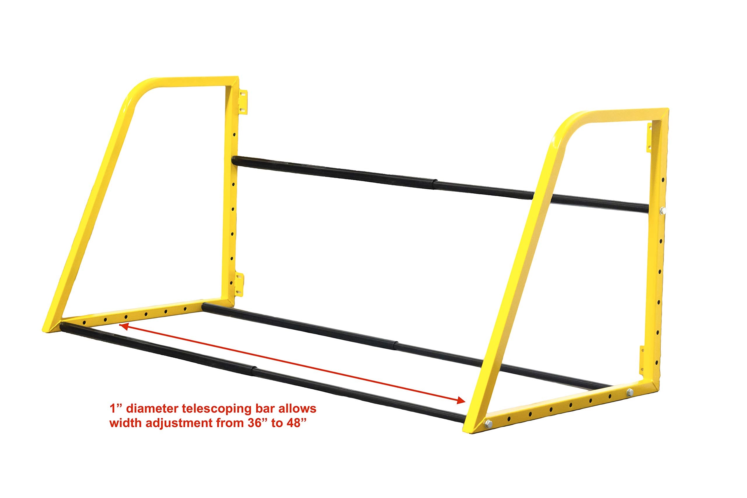 Maxxhaul 50256 Heavy Duty Adjustable Folding Wall Mount Tire Rack Storage For Spare Tires Shop Garage - 51 Inch Wide X 28'' Deep