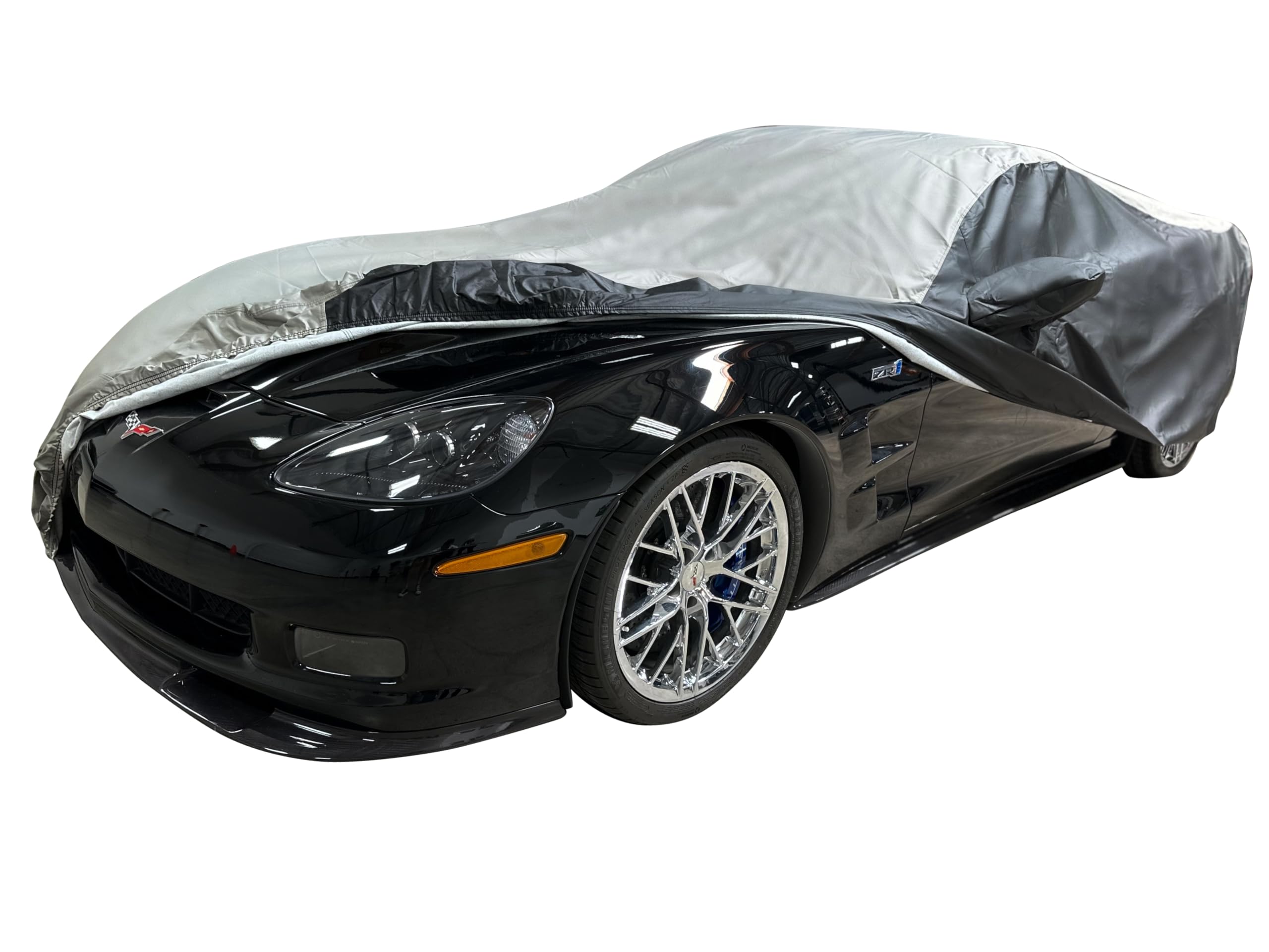 C6 Corvette Car Cover - Indoor/Outdoor Protection Ultraguard Plus 300 Denier Water Resistant - Custom Fit for All 2005-2013 Corvettes (Gray/Black)