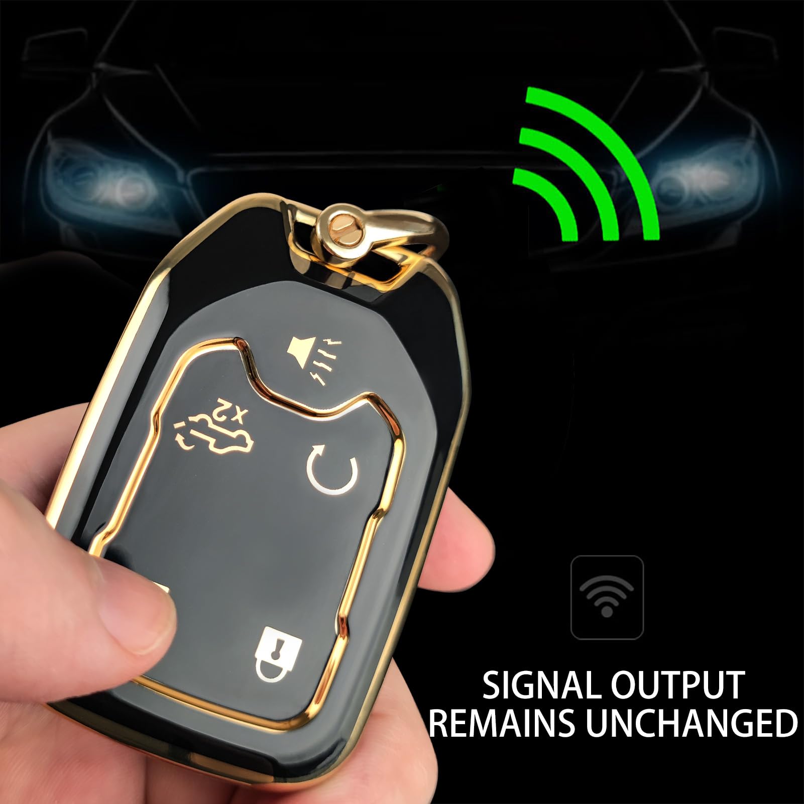 OLLEN Key Fob Cover Fit for GMC Acadia/Terrain/Sierra, Fit for Chevy Silverado 2019-2022, Full Protection Soft TPU Key Case, 5 B