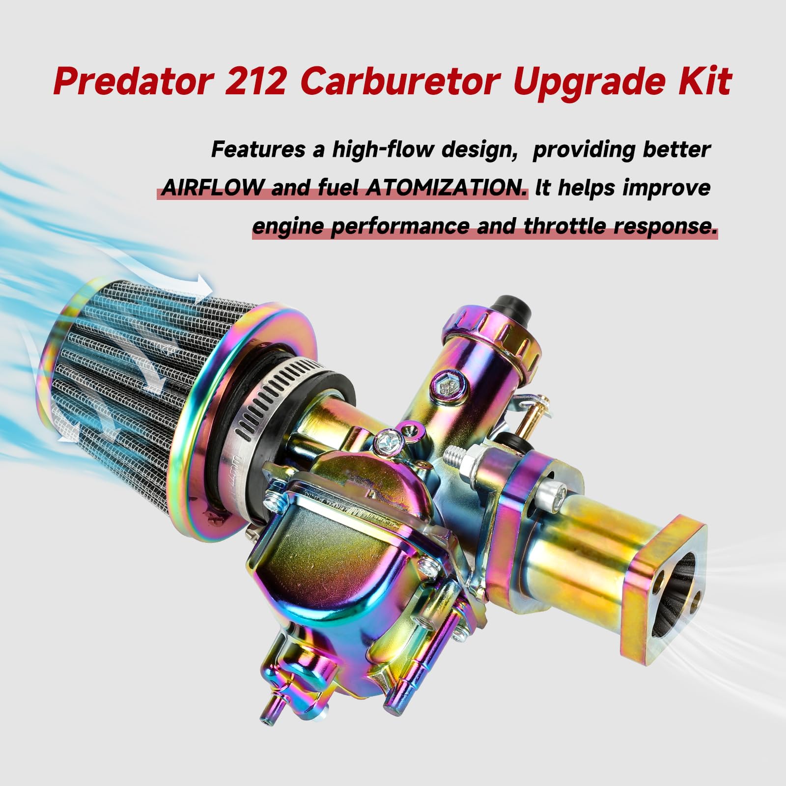 Fvrito Vm22 Carburetor Carb Throttle Cable Jet Kit For Predator 212Cc 196Cc 224Cc Coleman Mini Bike Ct200U Ct200U-Ex Bt200X Kt19