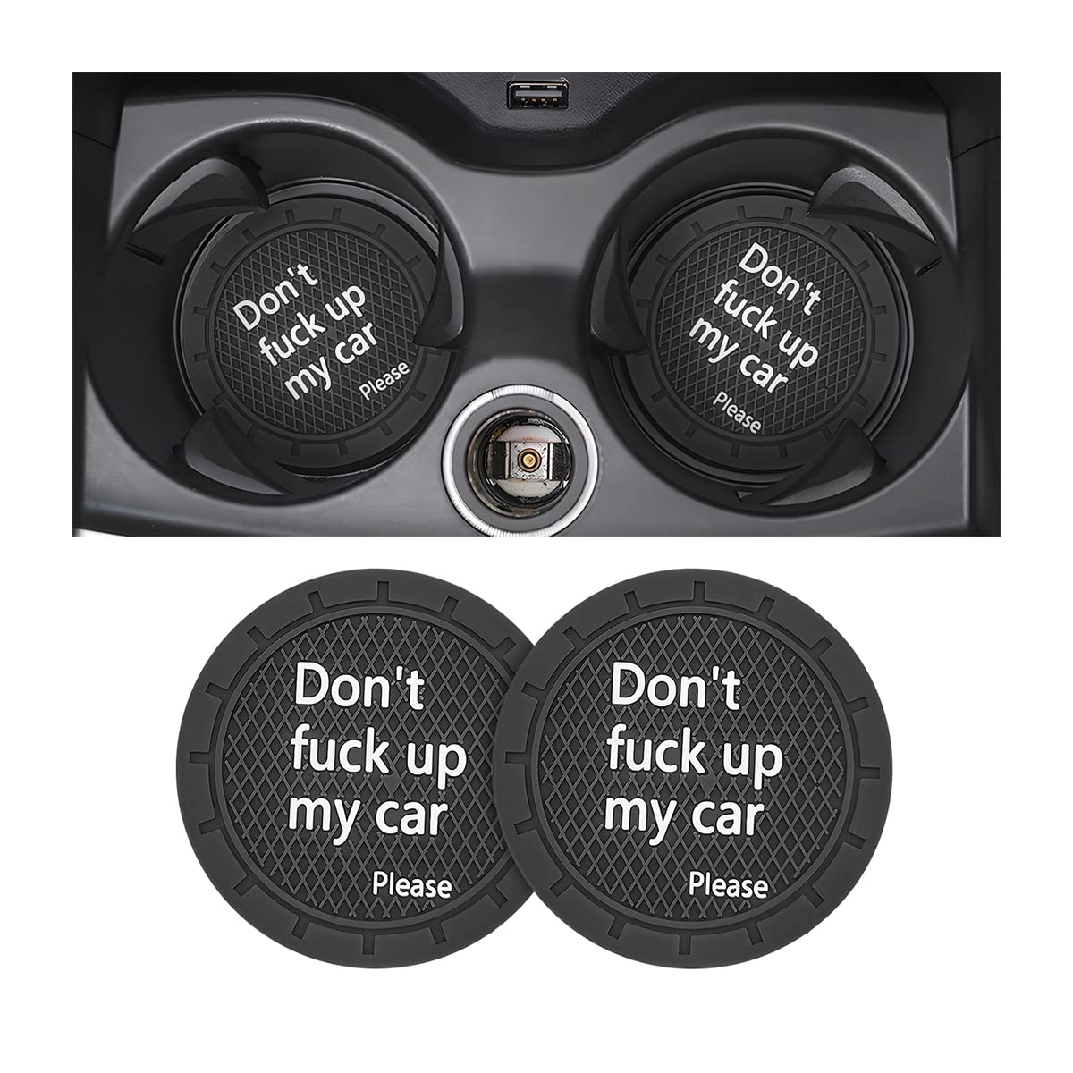 8Sanlione Cup Holder Coasters, 2.75 Inch Non-Slip Pvc Insert Coaster, Anti-Scratch Auto Cup Mats For Women Men, Vehicle Interior