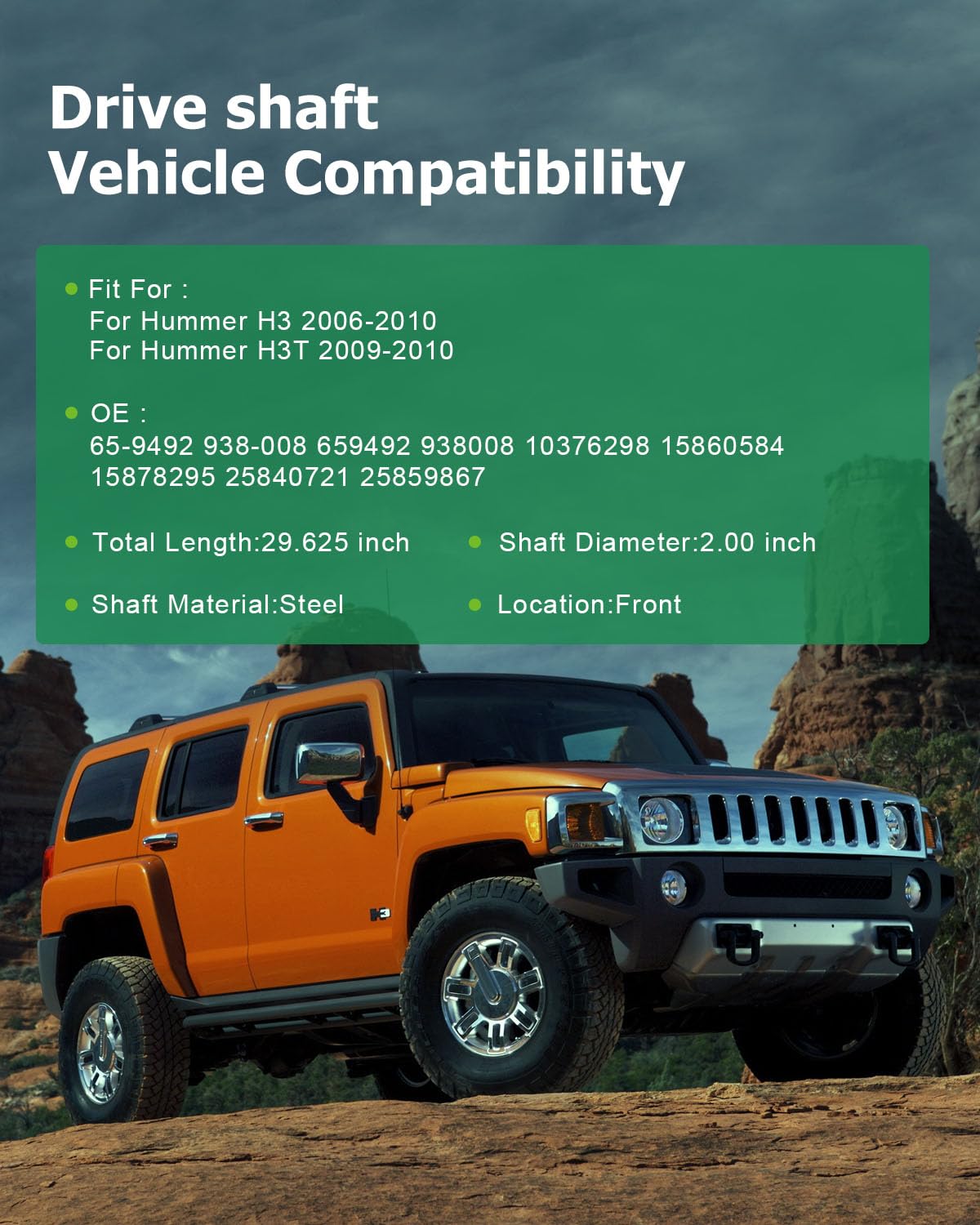 SCITOO 29.625'' Front Drive shaft Assembly Propeller Shaft Compatible For Hummer H3 2006-2010,For Hummer H3T 2009-2010 65-9492 9