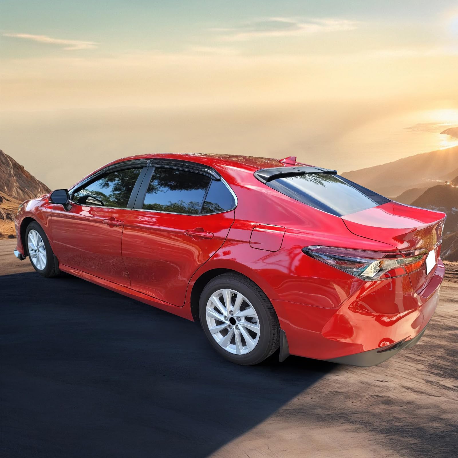 Tape On Outside Mount Window Visors Compatible With 2018-2024 Toyota Camry, Acrylic Unpainted Air Deflector Sun Rain Guard 4Pc B