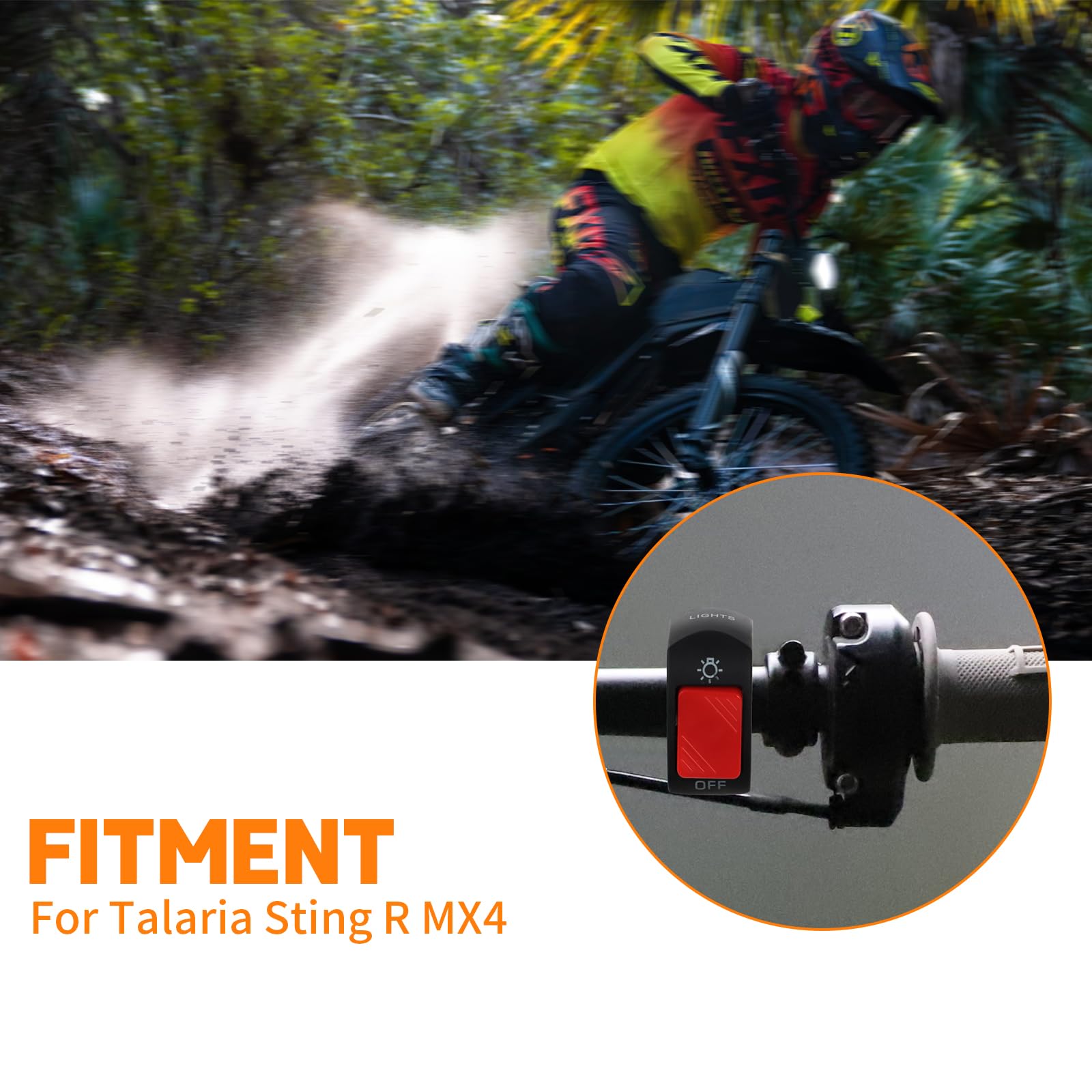 Alpha Rider Headlight Kill Switch For Talaria Sting R Mx4 Plug And Play Help Save Battery Led Headlight On/Off Switch With Butto