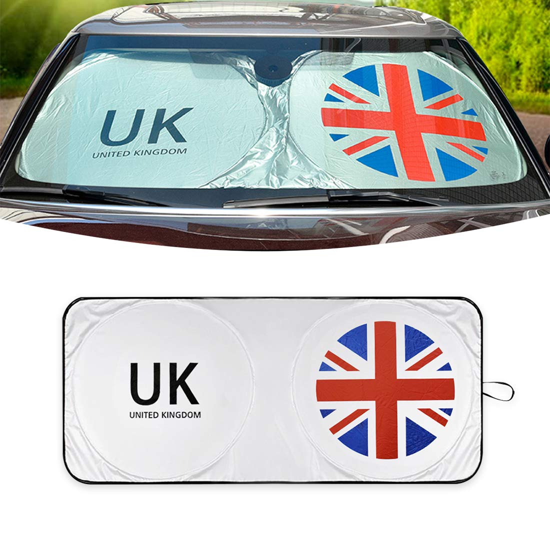 Jjhm Mini Cooper Windshield Sunshade Union Jack Accessories For R55 R56 R57 R58 R59 R60 R61 F54 F55 F56 F60 (2007-Up ), 59 X 27.