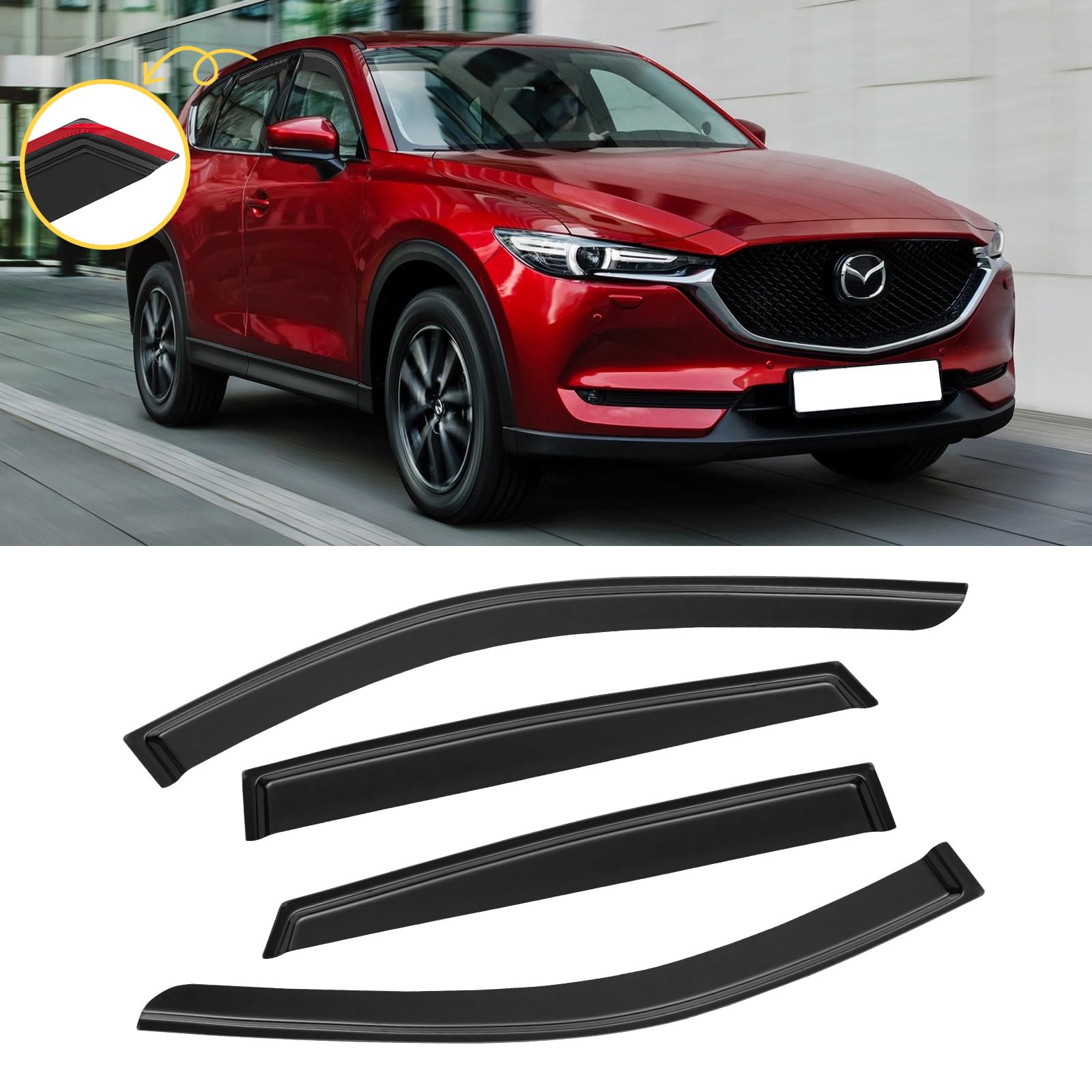 Cmvt Auto Window Visors For 2017-2024 Mazda Cx-5 Cx5, Rain Guards Shields Vent Shade Deflector Dark Smoke 2018 2019 2020 2021 20