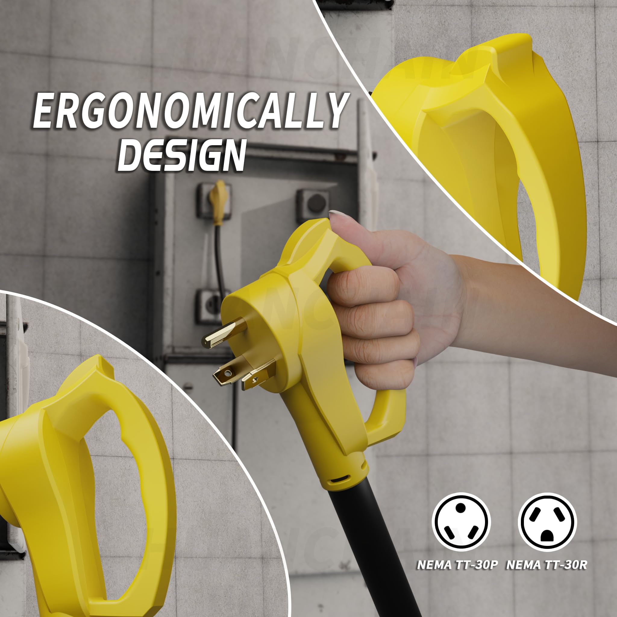 Plugsaf 50 Ft 30 Amp Rv Extension Cord Outdoor With Grip Handle, Flexible Heavy Duty 10/3 Gauge Stw Rv Power Cord Waterproof Wit