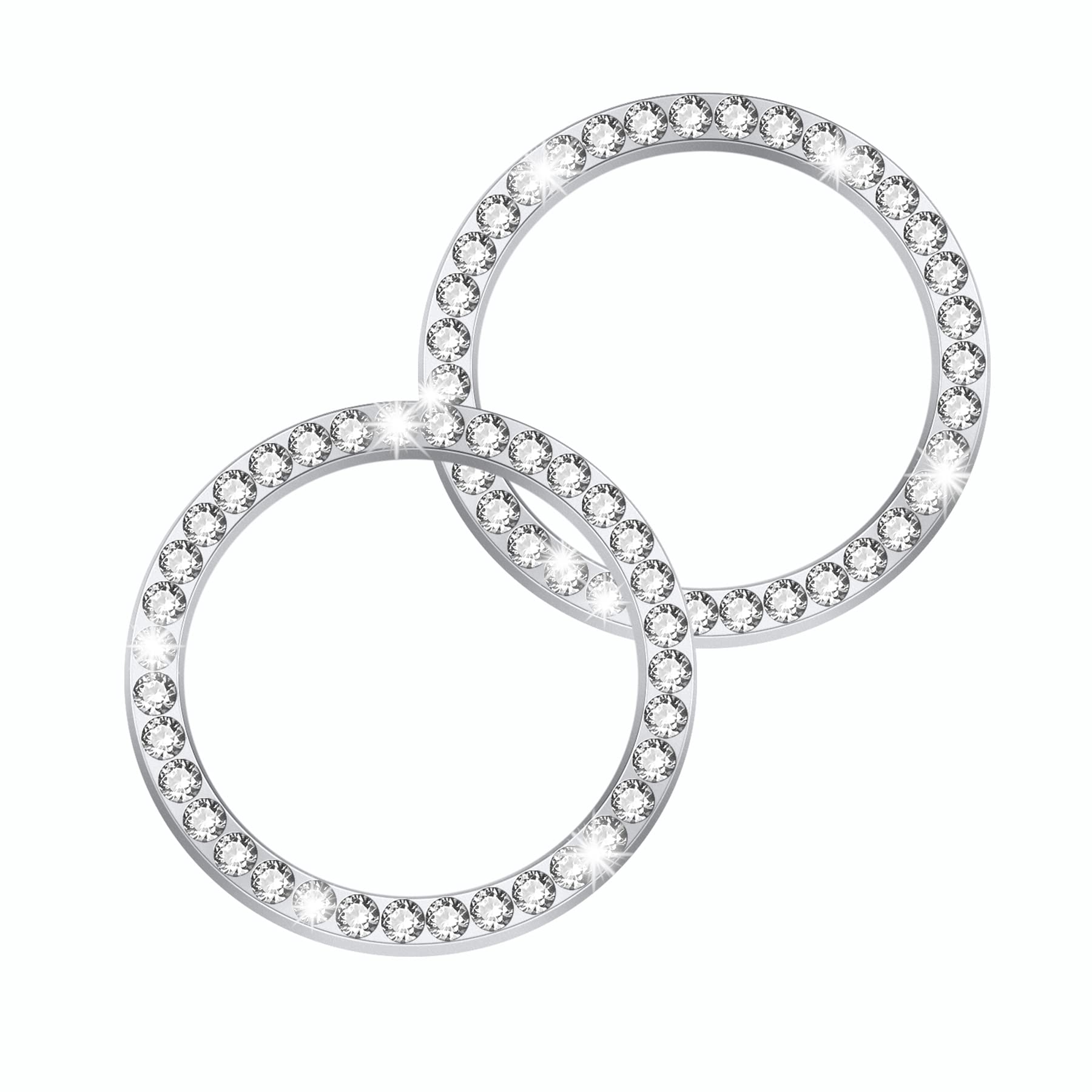 Livtee 2 Pcs Crystal Rhinestone Car Engine Start Stop Decoration Ring, Bling Car Interior Accessories For Women, Push To Start B