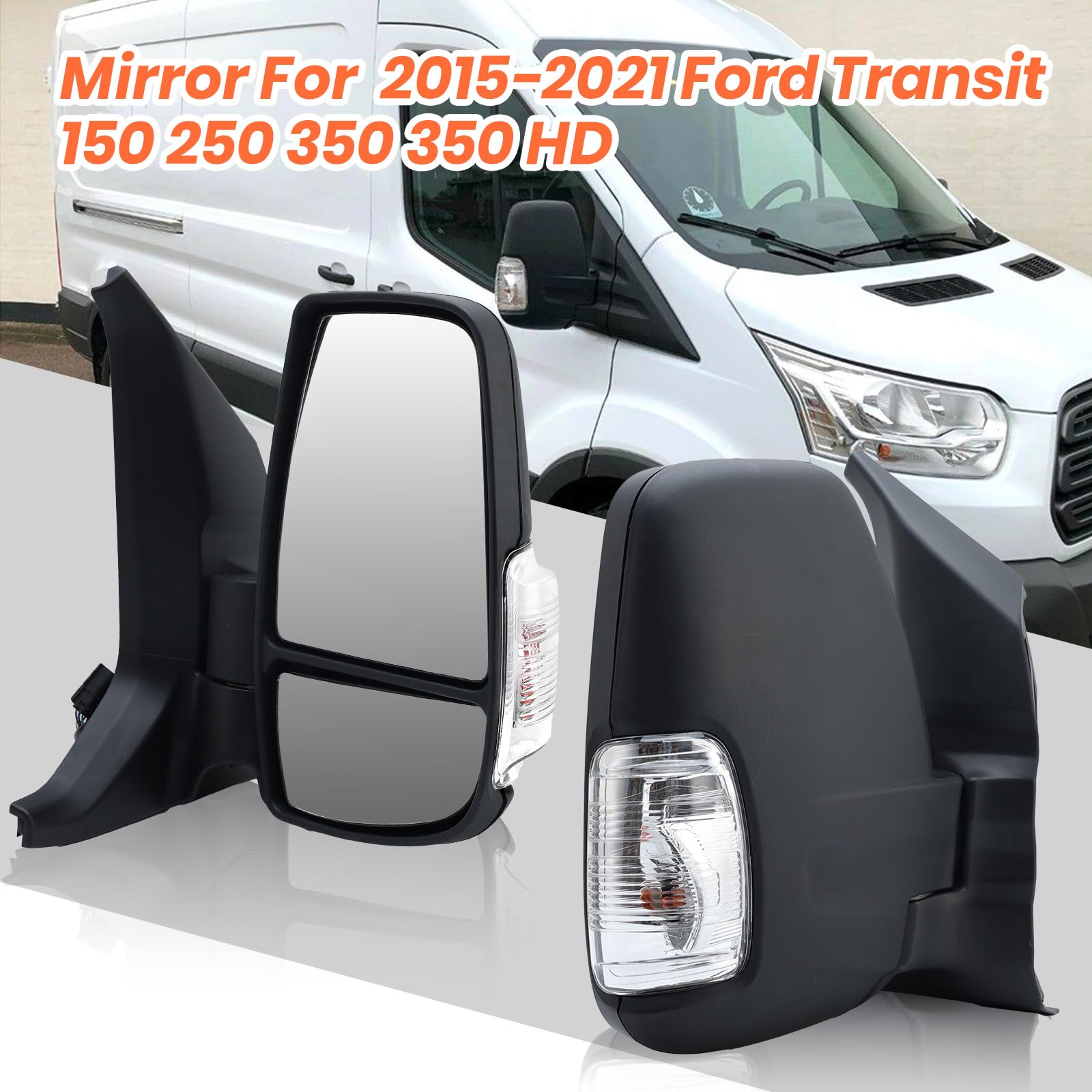 Mofoap Passenger Side View Mirror - Power Glass, Heated, Signal Light, With Indicator (Black) Short Arm 6 Pins - Compatible With