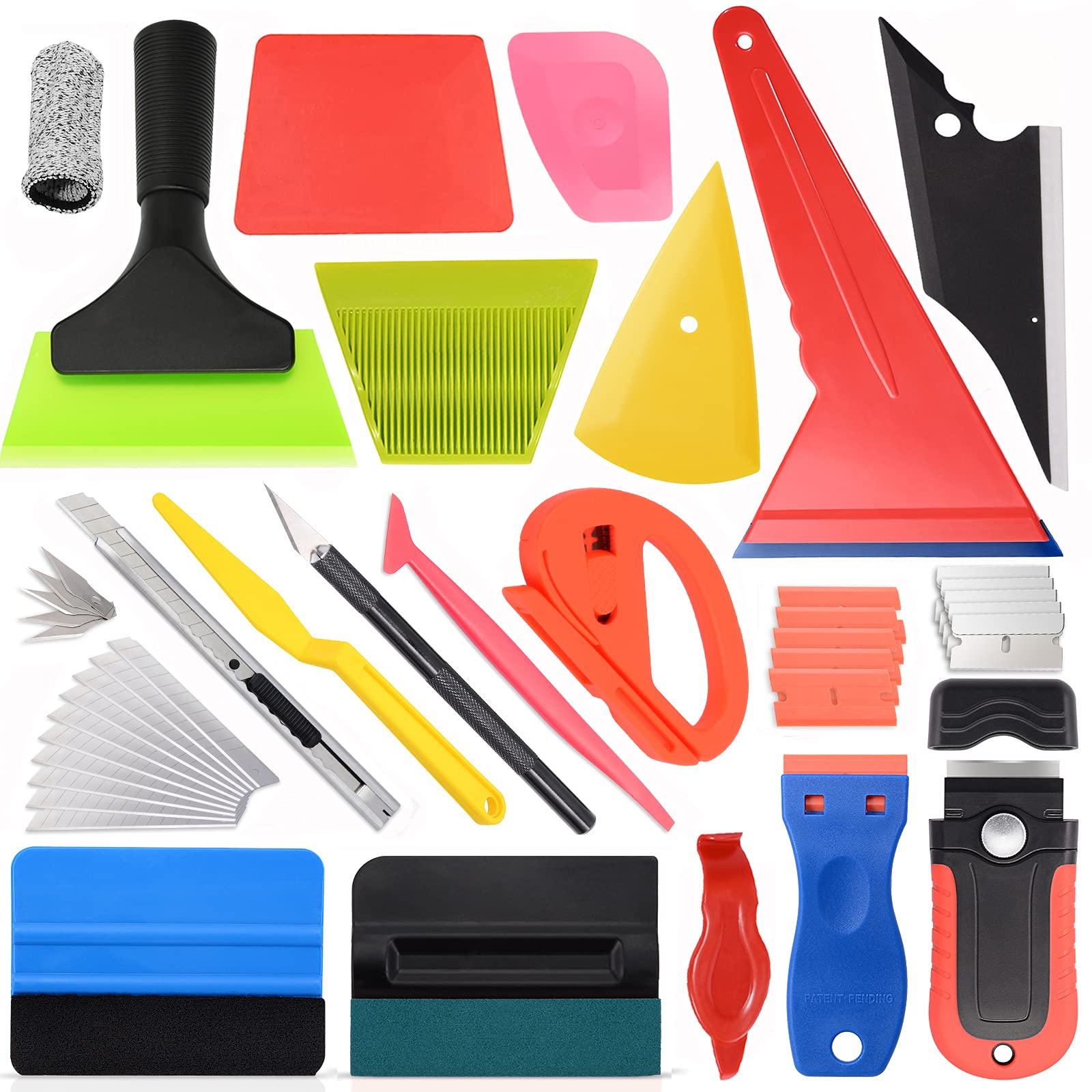 Vehicle Tint Squeegee Ppf Tools Car Wrap Kit Corner Shank Scraper Window Water Wiper Knife Blade Cutter Car Paint Protective Fil