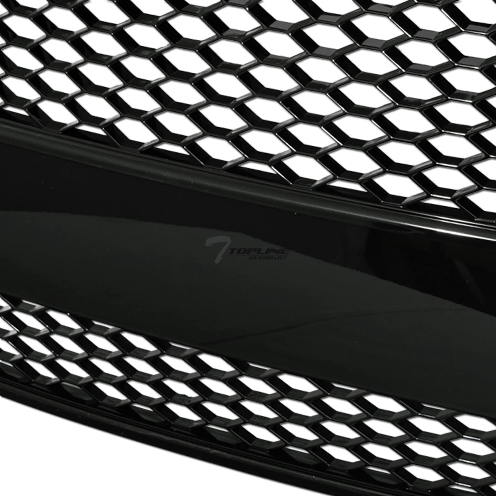 Tlaps 7422438564535 Compatible With 2005 2006-2008 Audi A4 B7 Glossy Black Rs-Honeycomb Mesh Front Bumper Grill Grille With Emblem Base