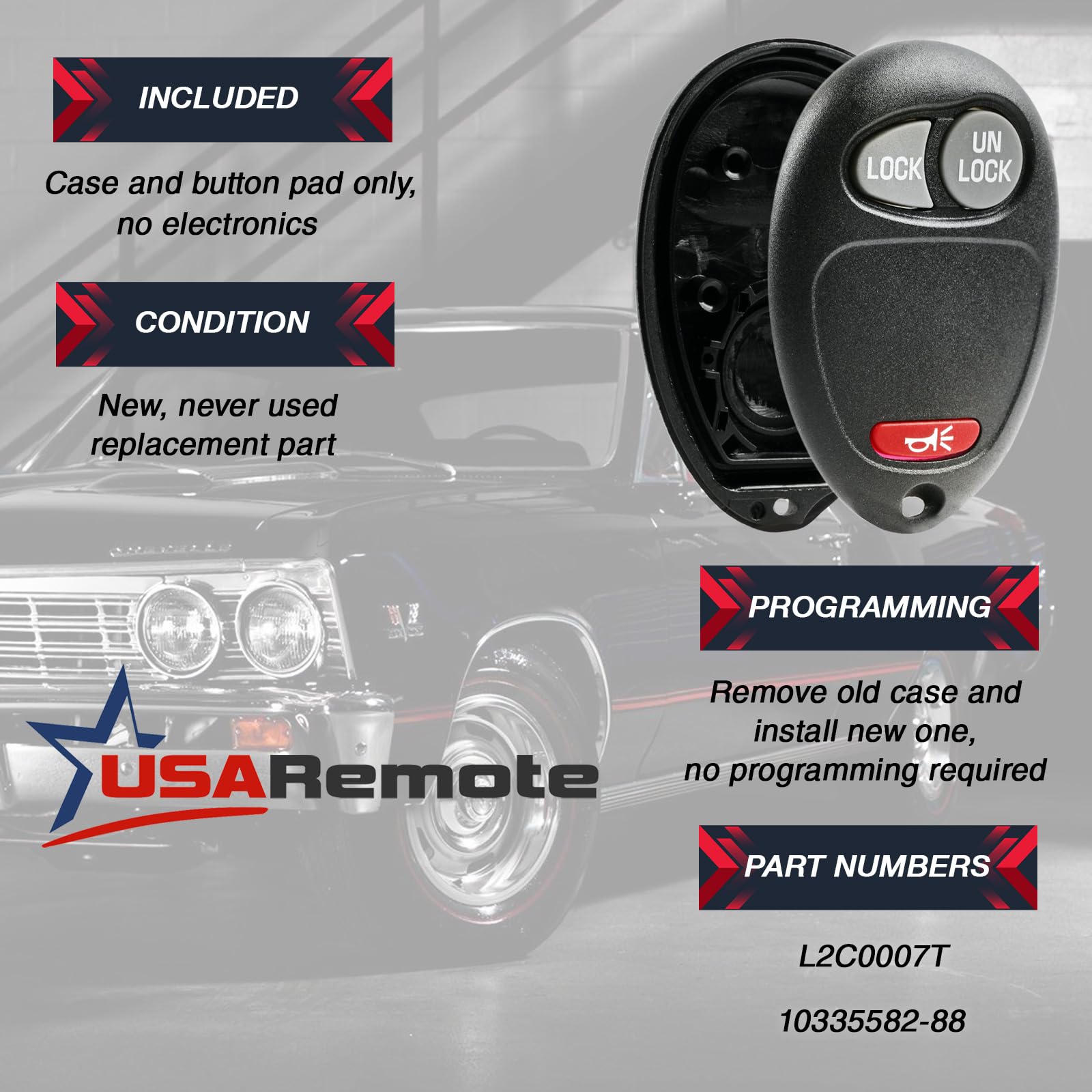 Key Fob Keyless Entry Remote Shell Case & Pad fits Chevy Colorado Venture / GMC Canyon / Hummer H3 / Pontiac Montana / Oldsmobil