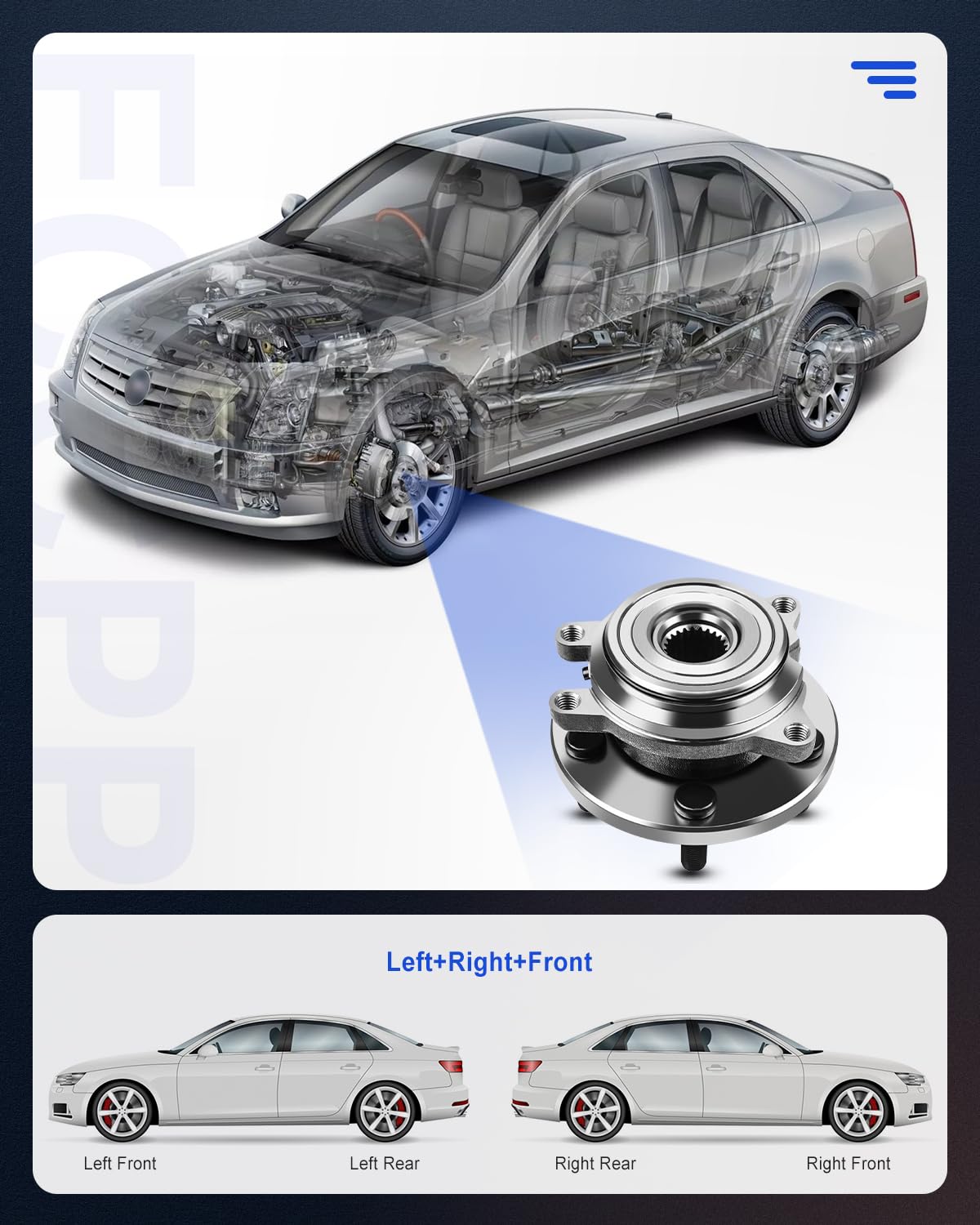 ECCPP Front Wheel Hub Bearing Assembly 5 Lugs w/ABS For 1999-2004 For Land Rover Compatible with TAY100060