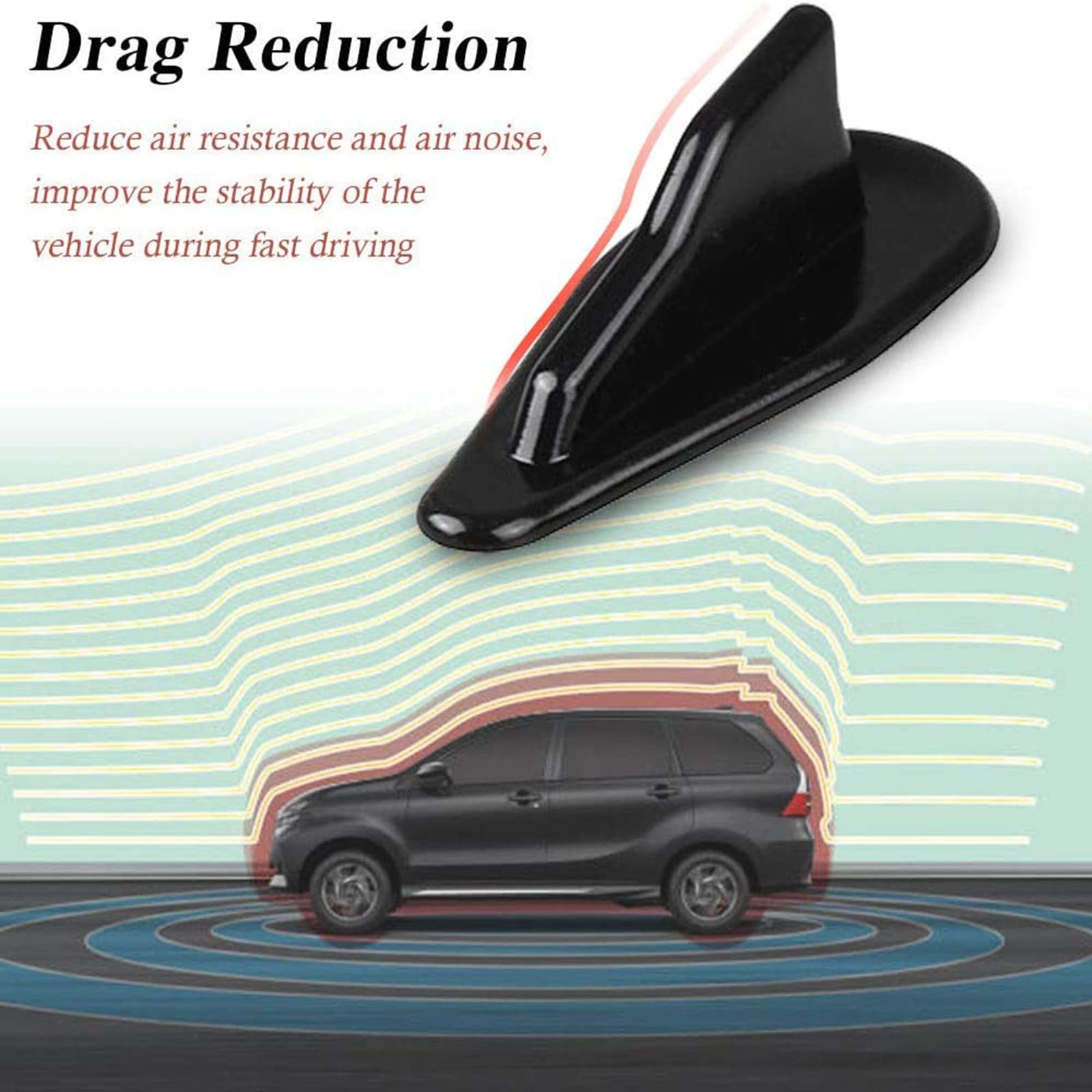 Rulline 10Pcs/Set Diffuser Shark Fin Kit Compatible With Spoiler Roof Wing Air Vortex Generator Black