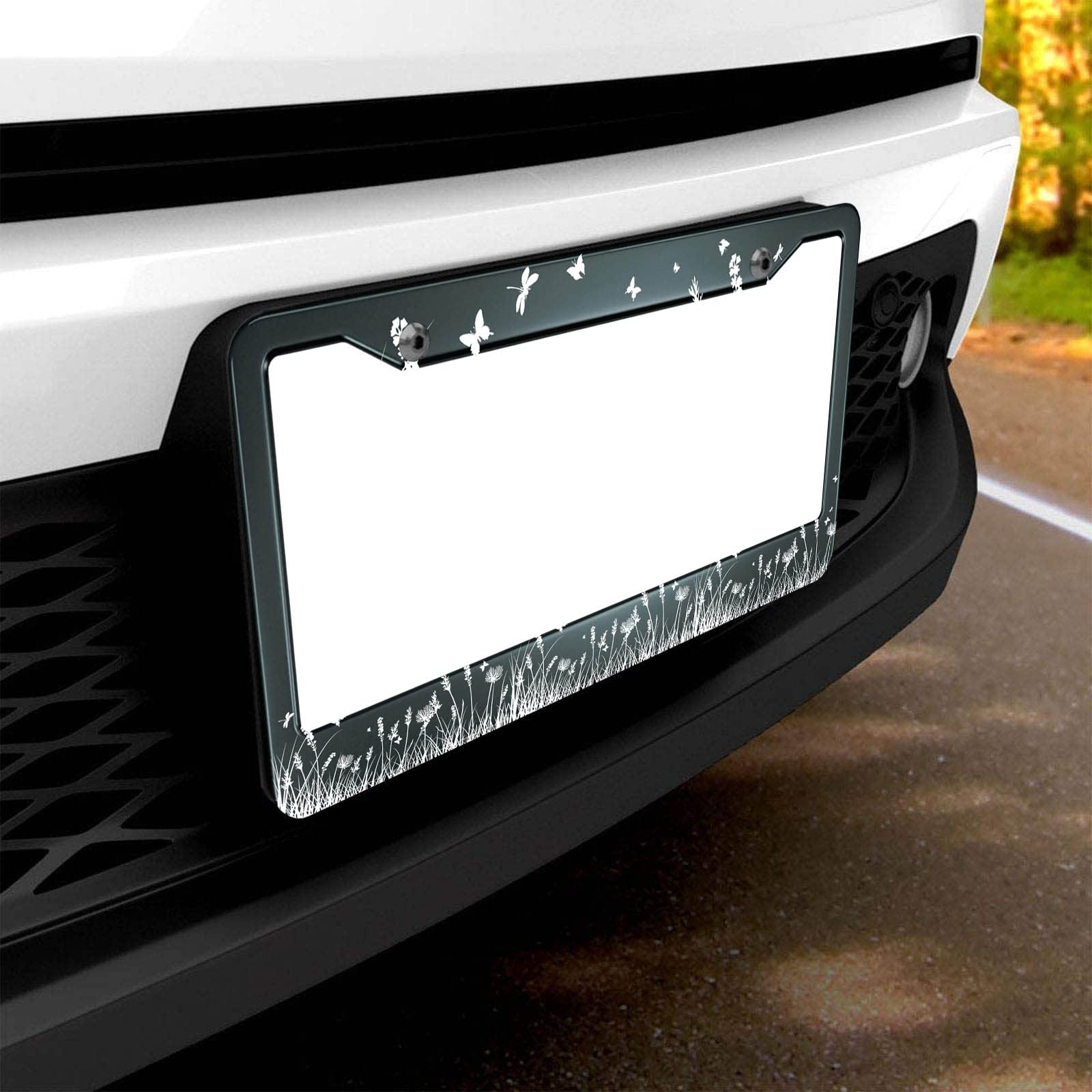 Hosnye Grass Silhouettes License Plate Frame Butterfly And Dragonfly Metal License Plate Cover Front Plates Frames Car Tag Frame For Women Men Us Vehicles Standard