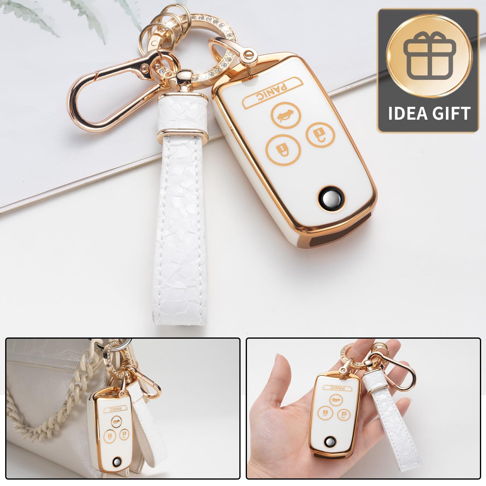 Cacarlike For Acura Key Fob Cover With Acura Keychain, Car Key Fob Case Compatible With Accord Acura Mdx Acura Rdx Acura Tl Acur