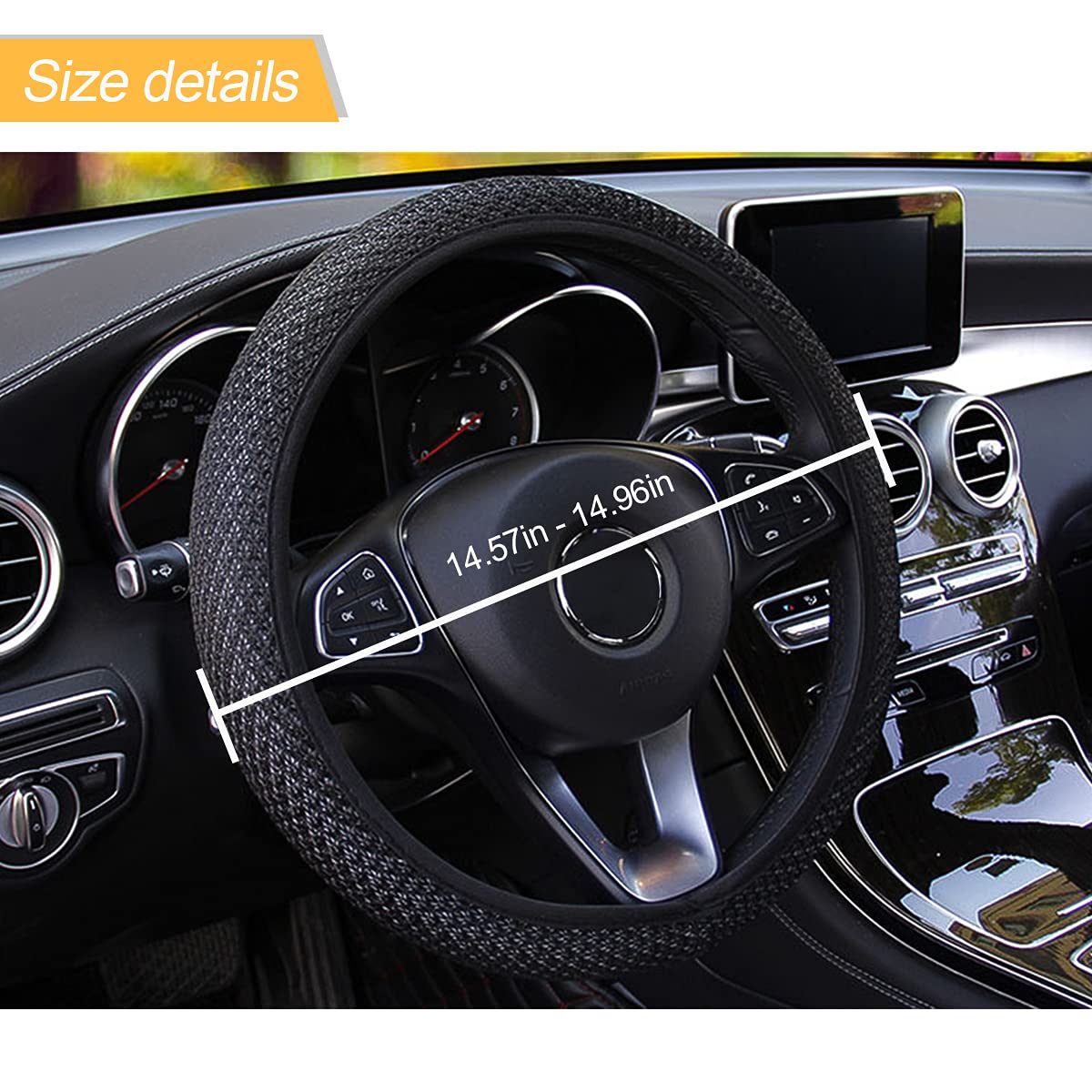 Universal Car Steering Wheel Cover, Microfiber Breathable Ice Silk, Anti-Skid, Warm In Winter And Cool In Summer, Steering Wheel Cover For Men And Women (Black)