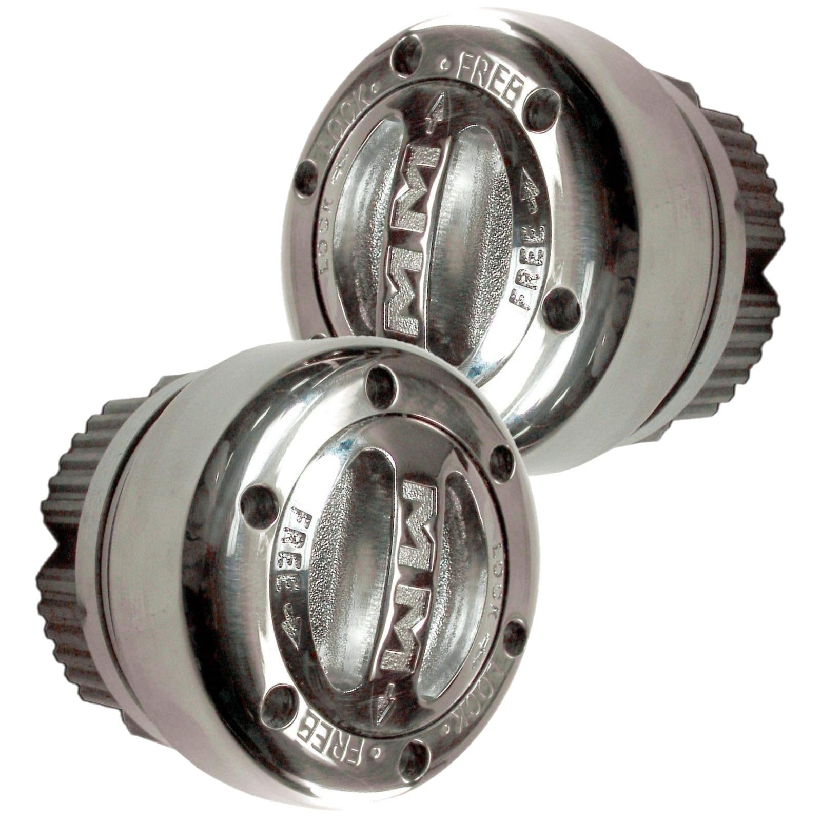 Mile Marker 104 Pair of Billet Silver Premium Locking Hubs fits 1974 1987 Cherokee Gladiator Wagoneer - Built for Durability & Reliability in Extreme Off Road Conditions