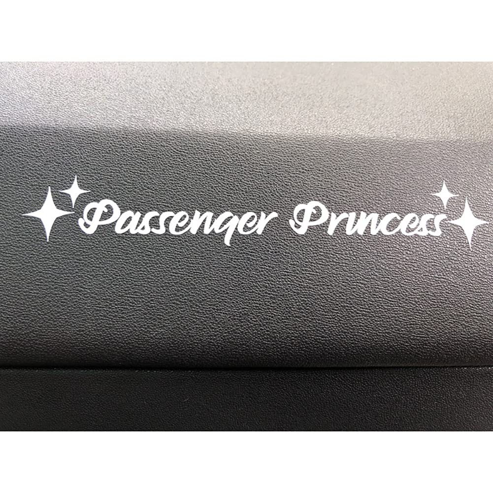 Amioro 5 Pack Passenger Princess Stickers Funny Car Decal Accessories Rearview Mirror Window Sticker For Women (White)