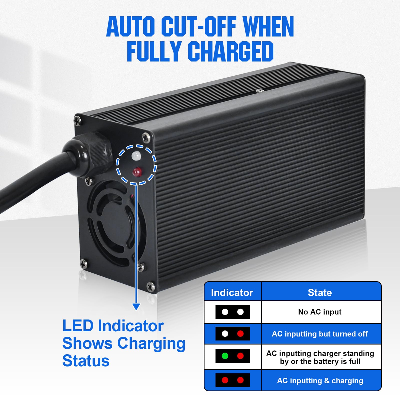 Eco-Worthy 12V 20A Lithium Battery Charger 14.6V Lifepo4 Battery Charger With Battery Quick Connector Automatic Smart & Maintenance For Deep Cycle Rechargeable Battery Boat Rv