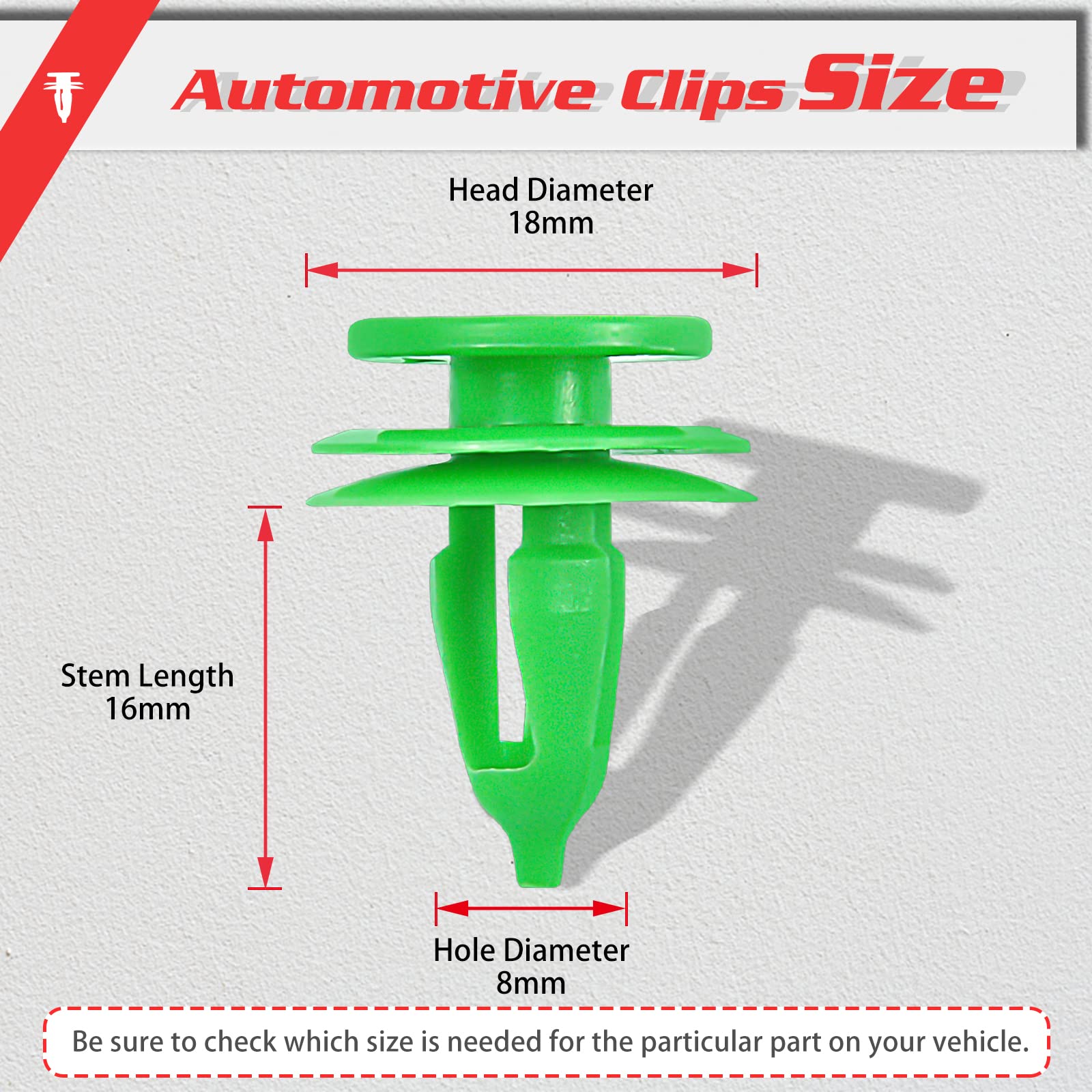 6503204 100Pcs Door Panel Clips, 8Mm Retainer Clip Trim Bumper Push Fasteners, Compatible With Jeep Grand Cherokee, Chrysler, Dodge, Plastic Rivet Clips