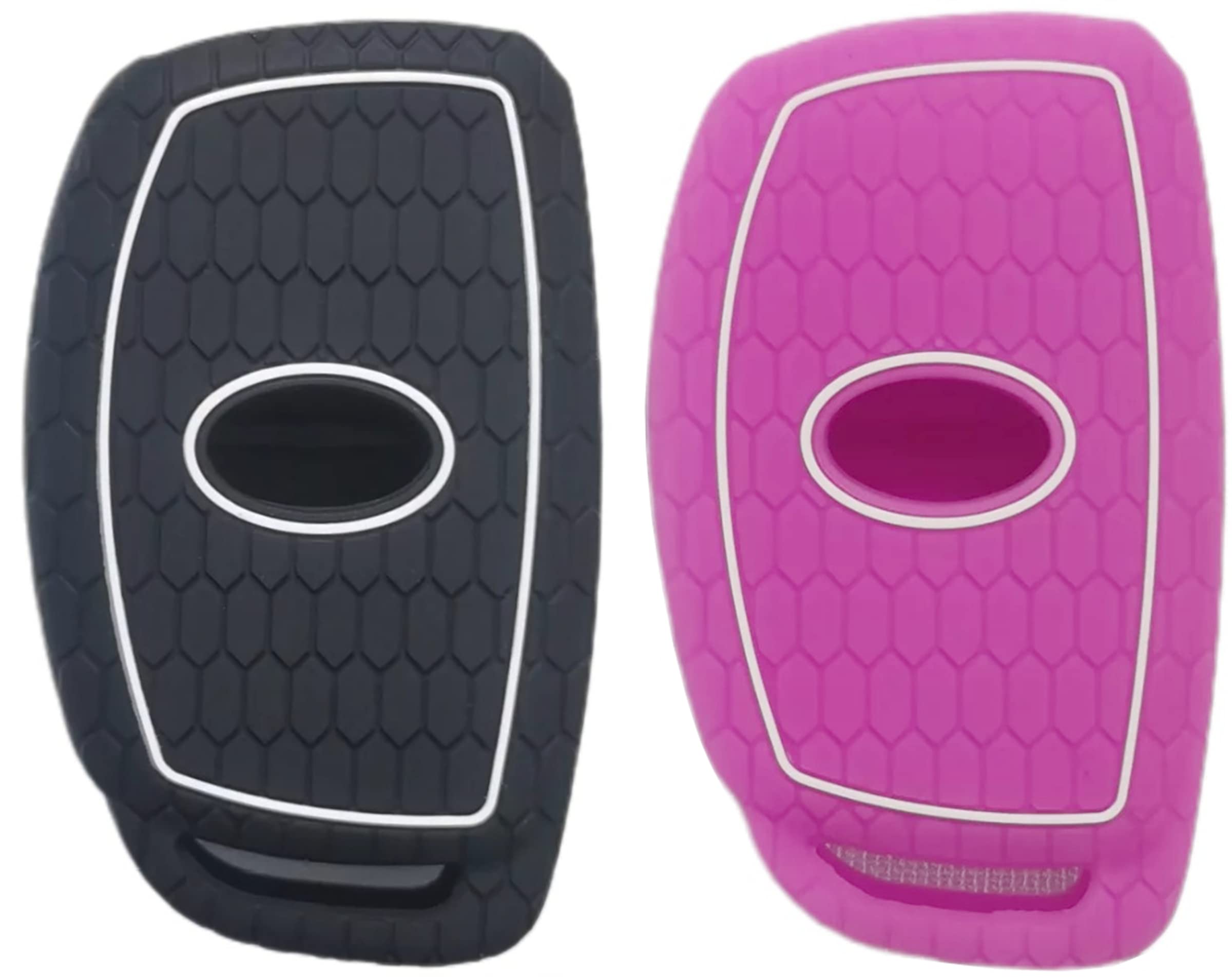 Reprotecting Silicone Rubber Key Fob Cover Compatible With 2016-2021 Hyundai Elantra Elantra Gt Ioniq Sonata Tucson Sy5Mdfna433«Not For Keys With Eject/Fold Buttons»(4 Button Smart Key, Black Purple)