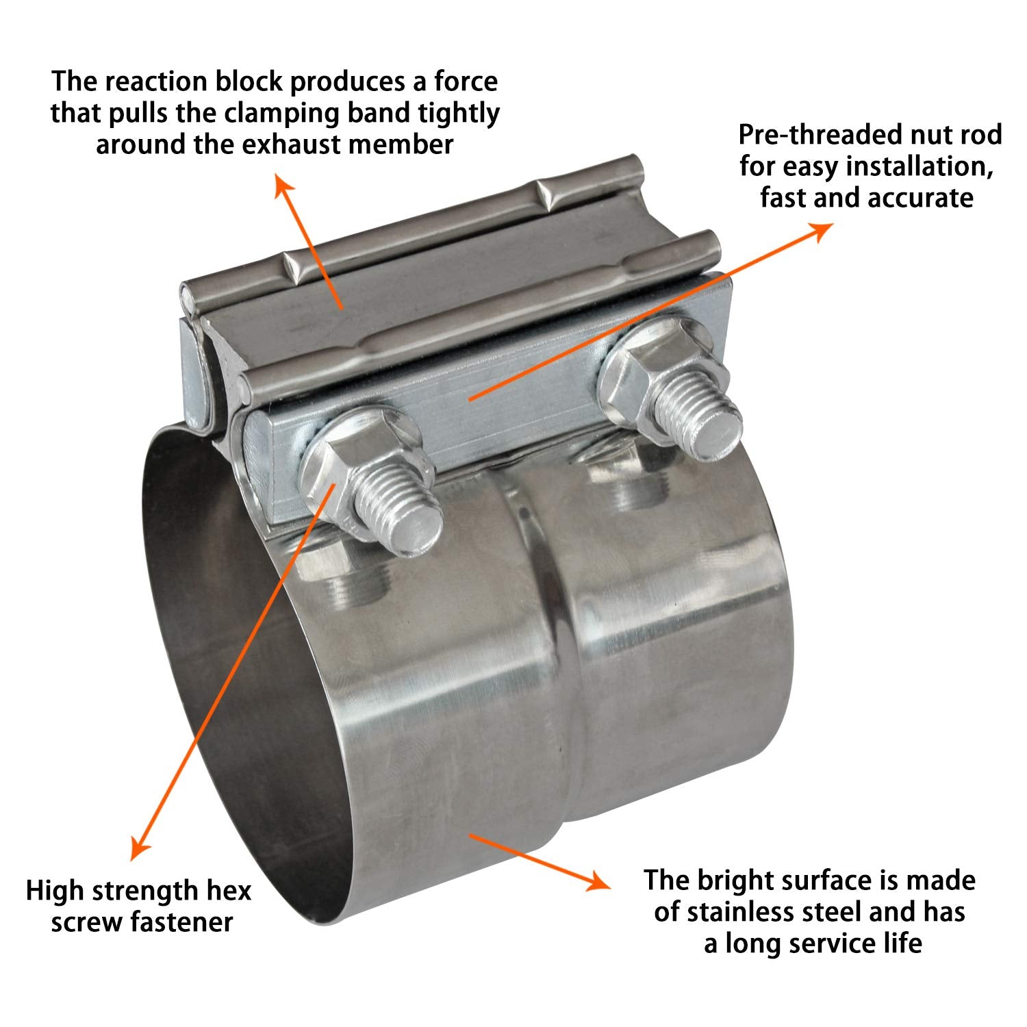 3'' Inch Exhaust Clamps Stainless Steel Muffler Band Clamp For 3'' Inner Diameter To 3'' Outer Diameter Turbo Downpipe Tip Car S