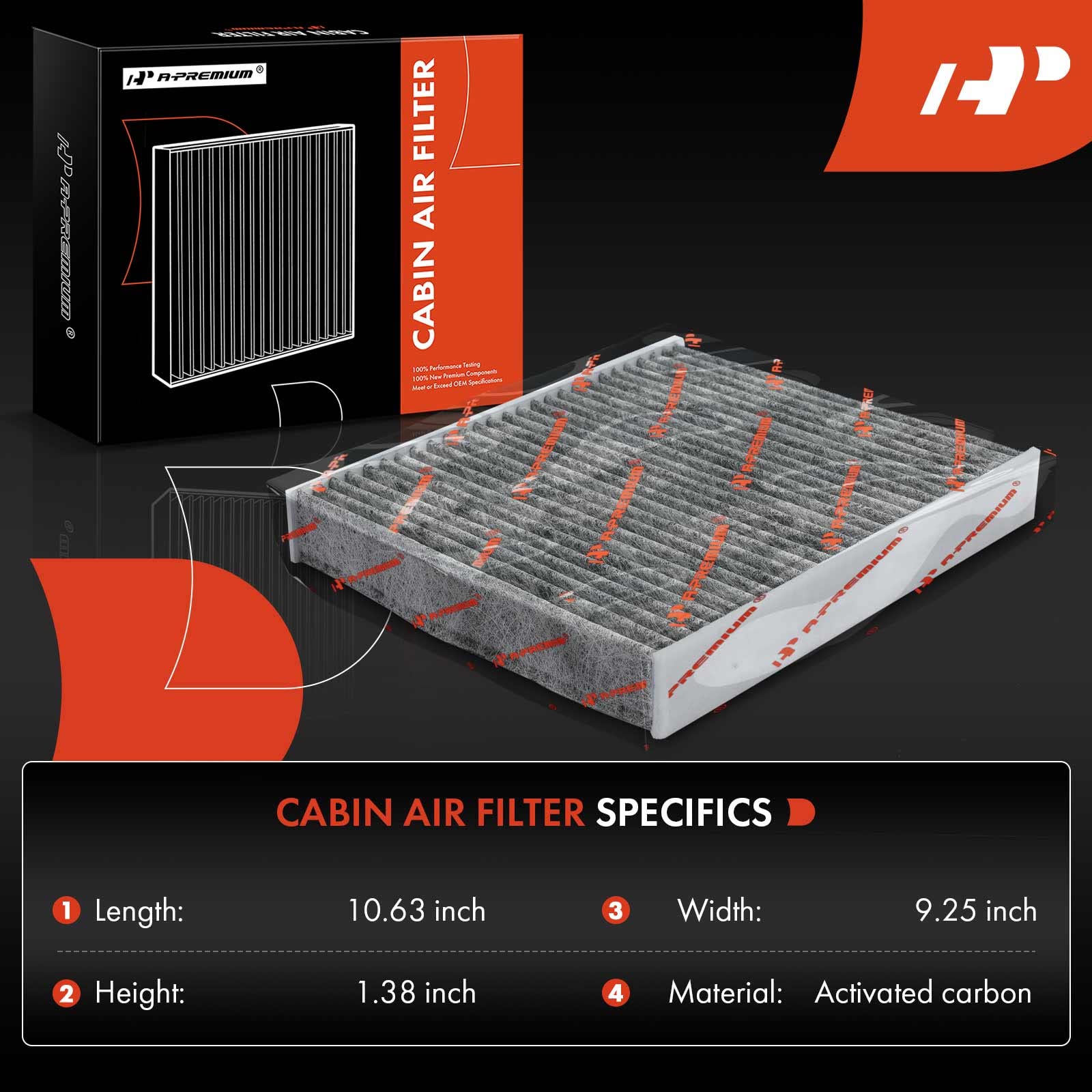 A-Premium Cabin Air Filter With Activated Carbon Compatible With Hyundai, Kia & Genesis Vehicles - Equus, Genesis, Santa Fe, K90